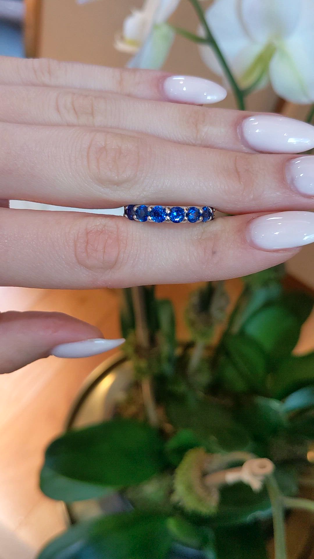 4.92 Ct. Blue Sapphire Accent Stones Ring, 14K White Gold Size Video