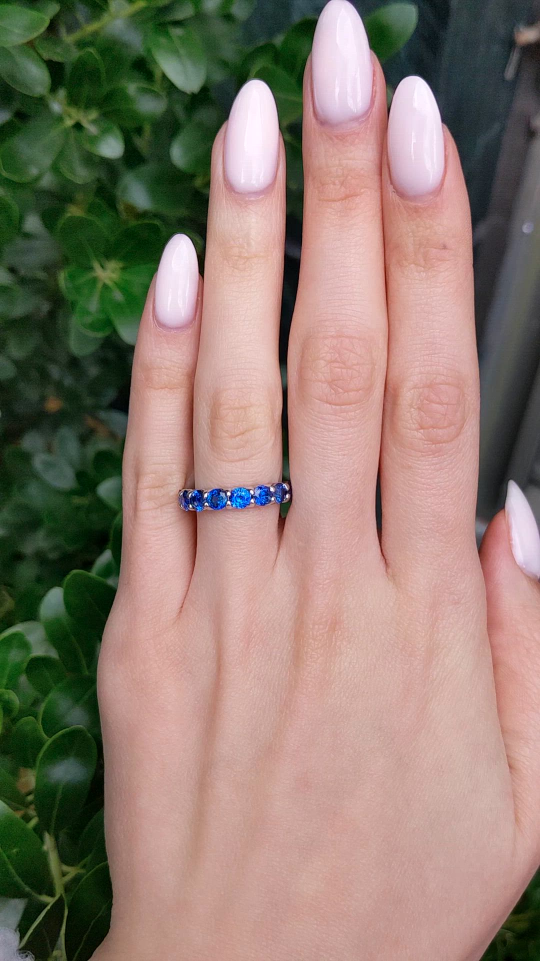 4.92 Ct. Blue Sapphire Accent Stones Ring, 14K White Gold Size Video
