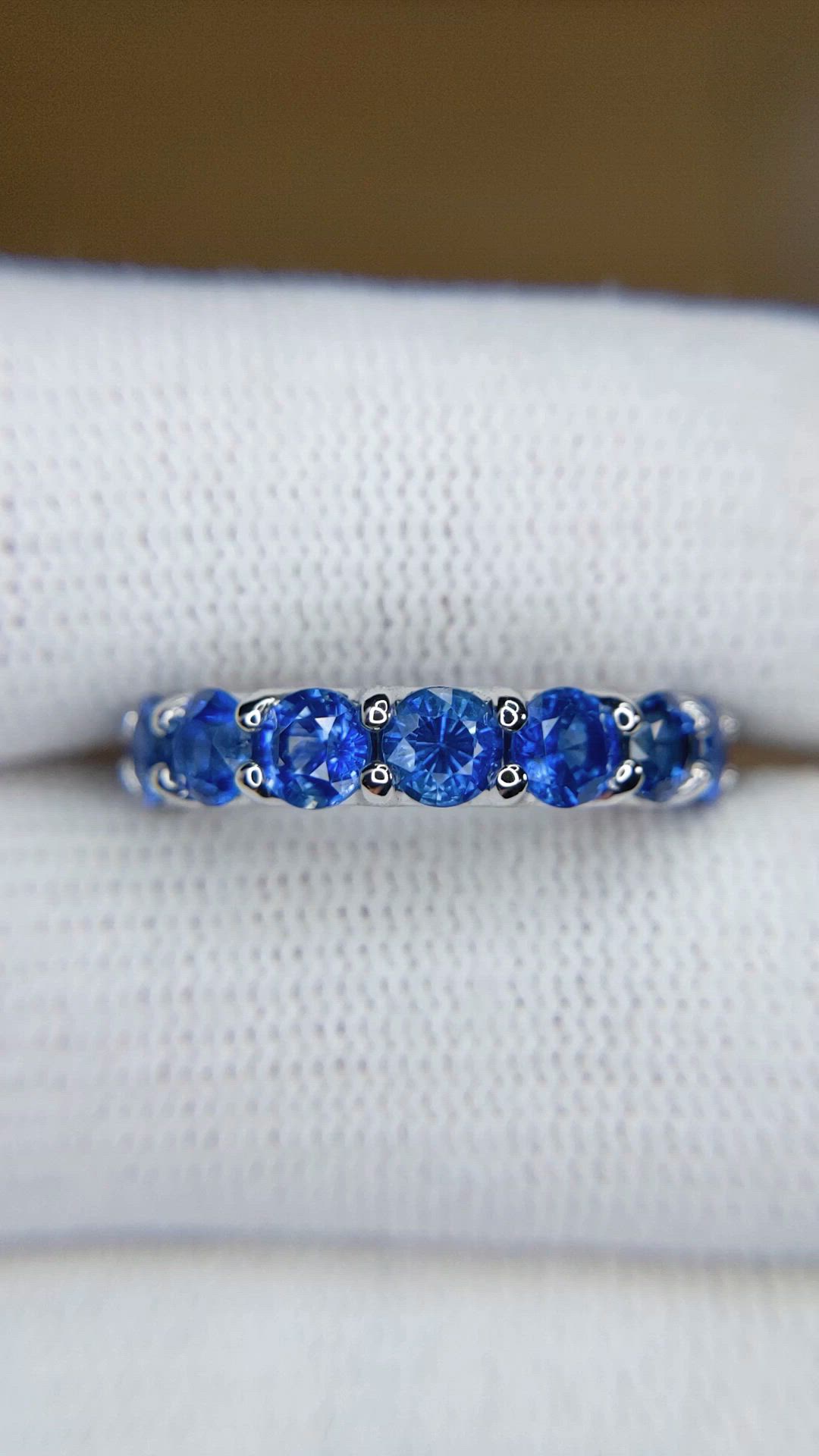 4.92 Ct. Blue Sapphire Accent Stones Ring, 14K White Gold Size Video
