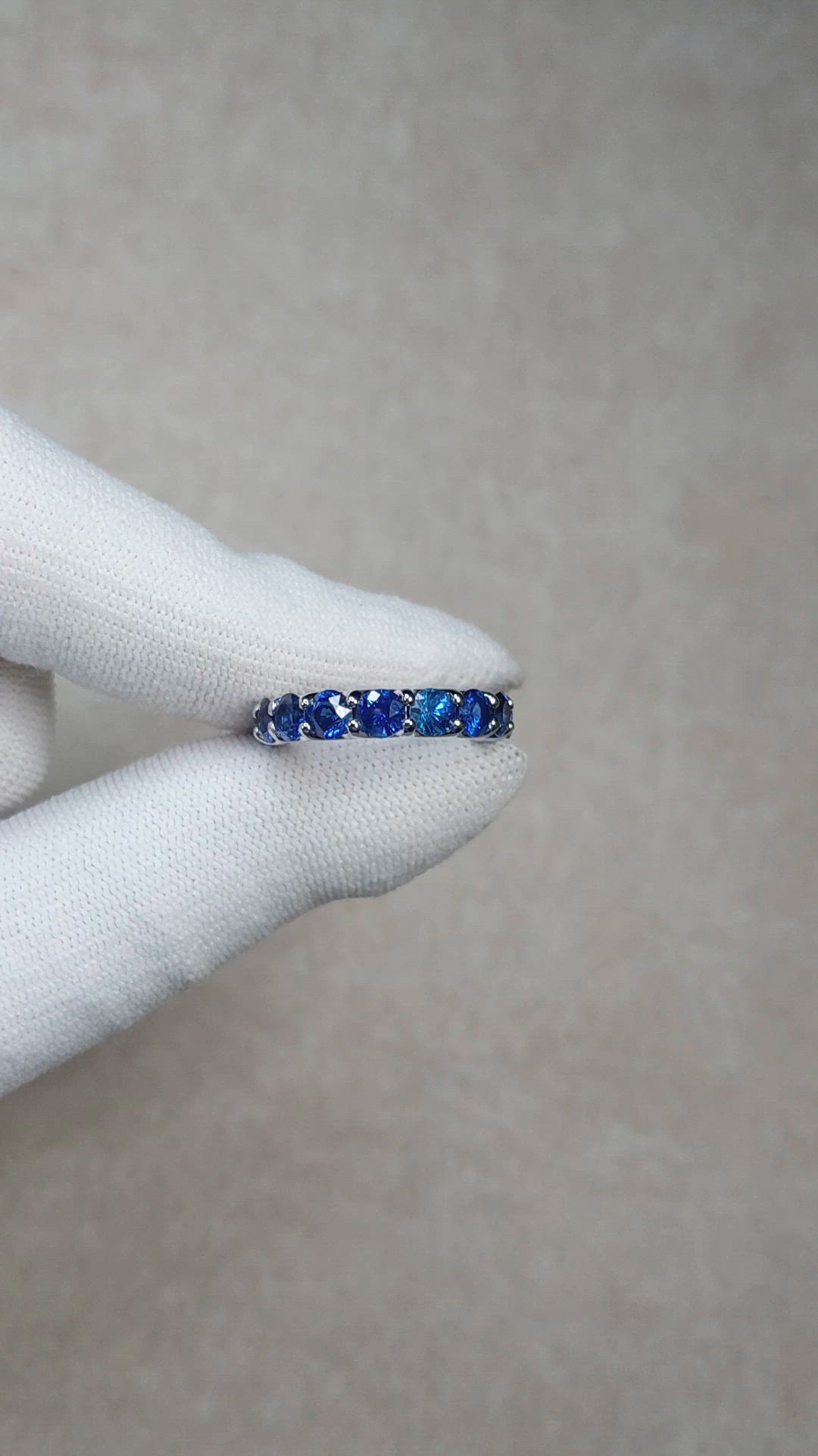 4.92 Ct. Blue Sapphire Accent Stones Ring, 14K White Gold Size Video