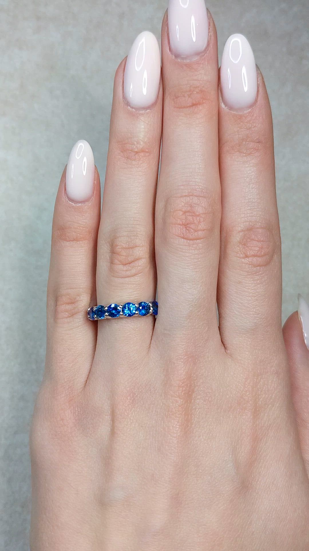4.92 Ct. Blue Sapphire Accent Stones Ring, 14K White Gold Size Video