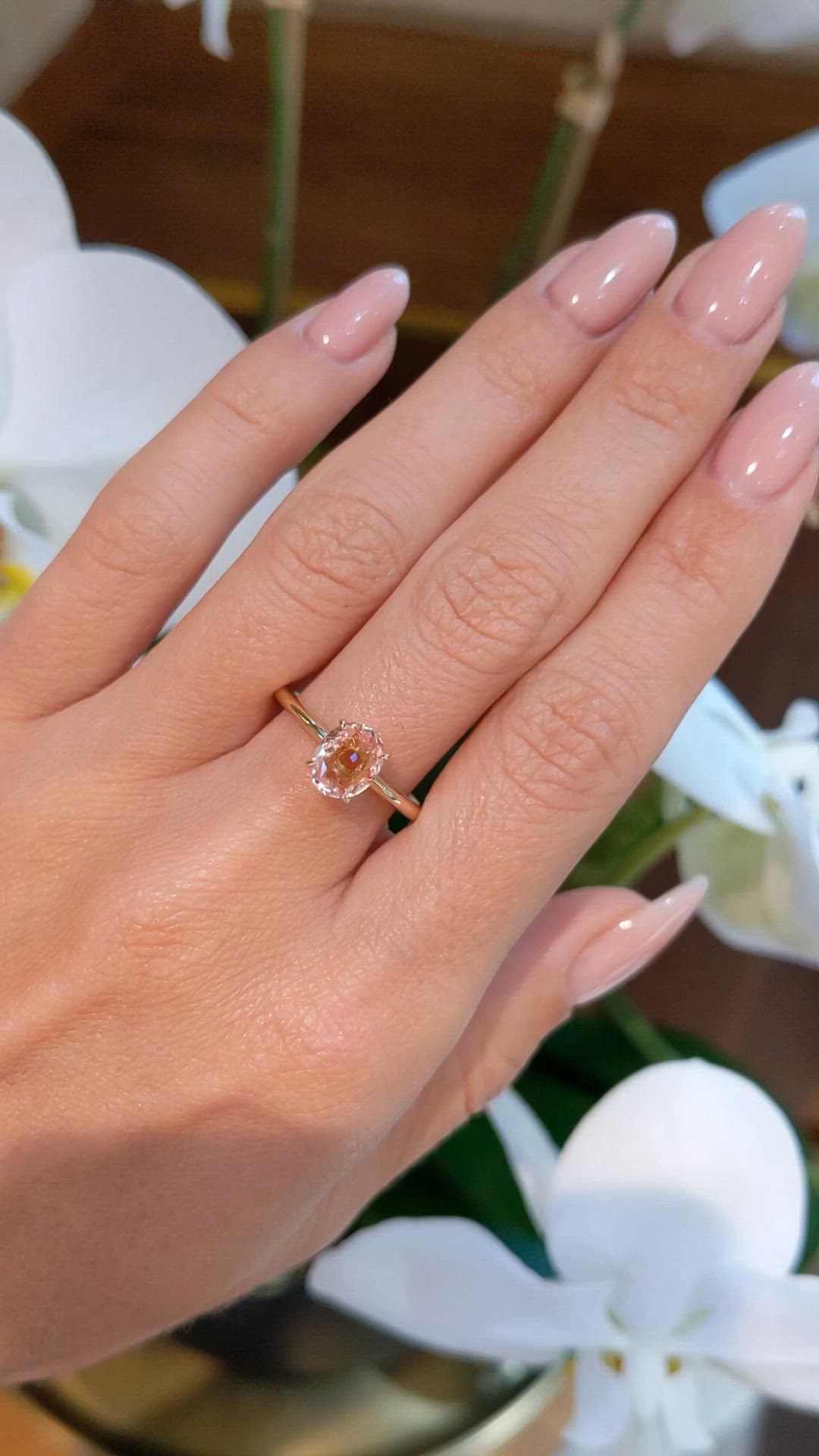 1.28 Ct. Padparadscha Sapphire Solitaire Ring, 14K Yellow Gold Size Video