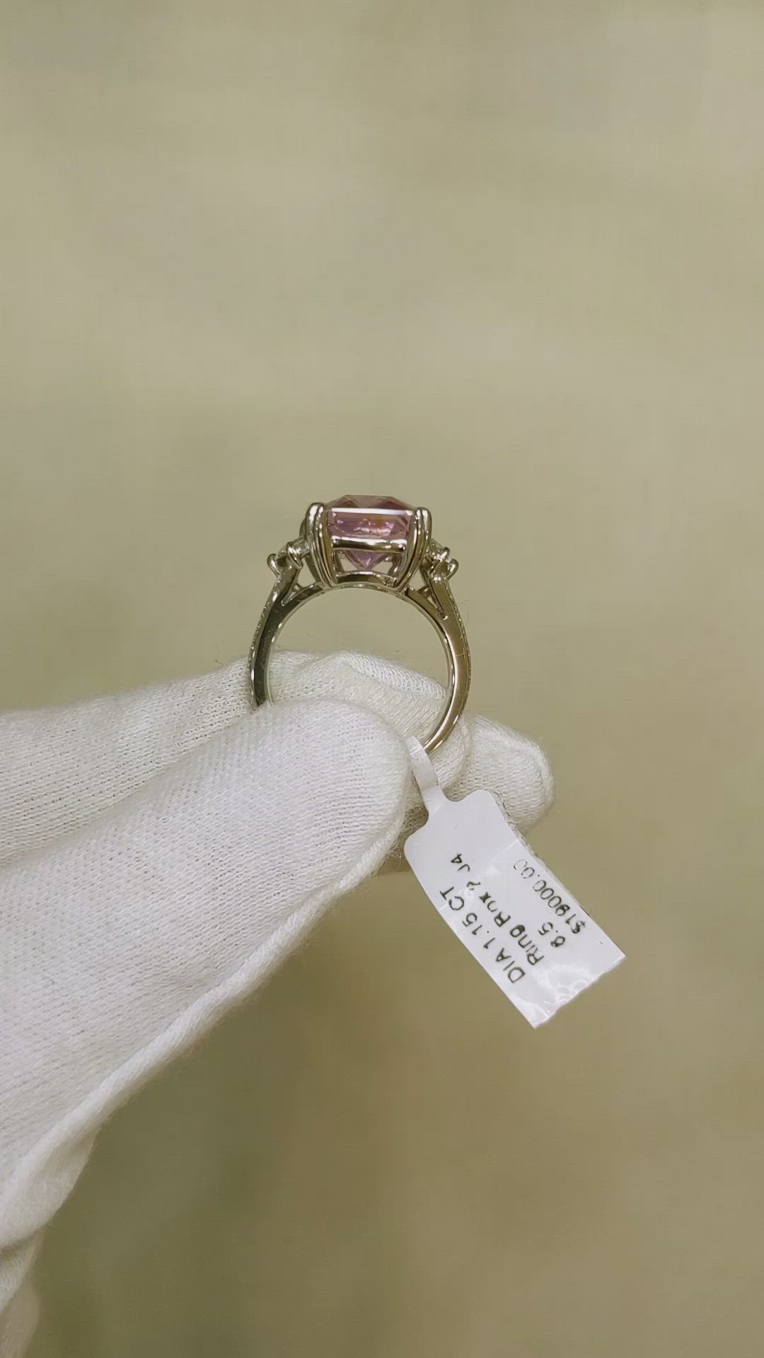 10.08 Ct. Purplish Pink Sapphire and Natural Diamond Three Stone Ring, Platinum 950 Size Video