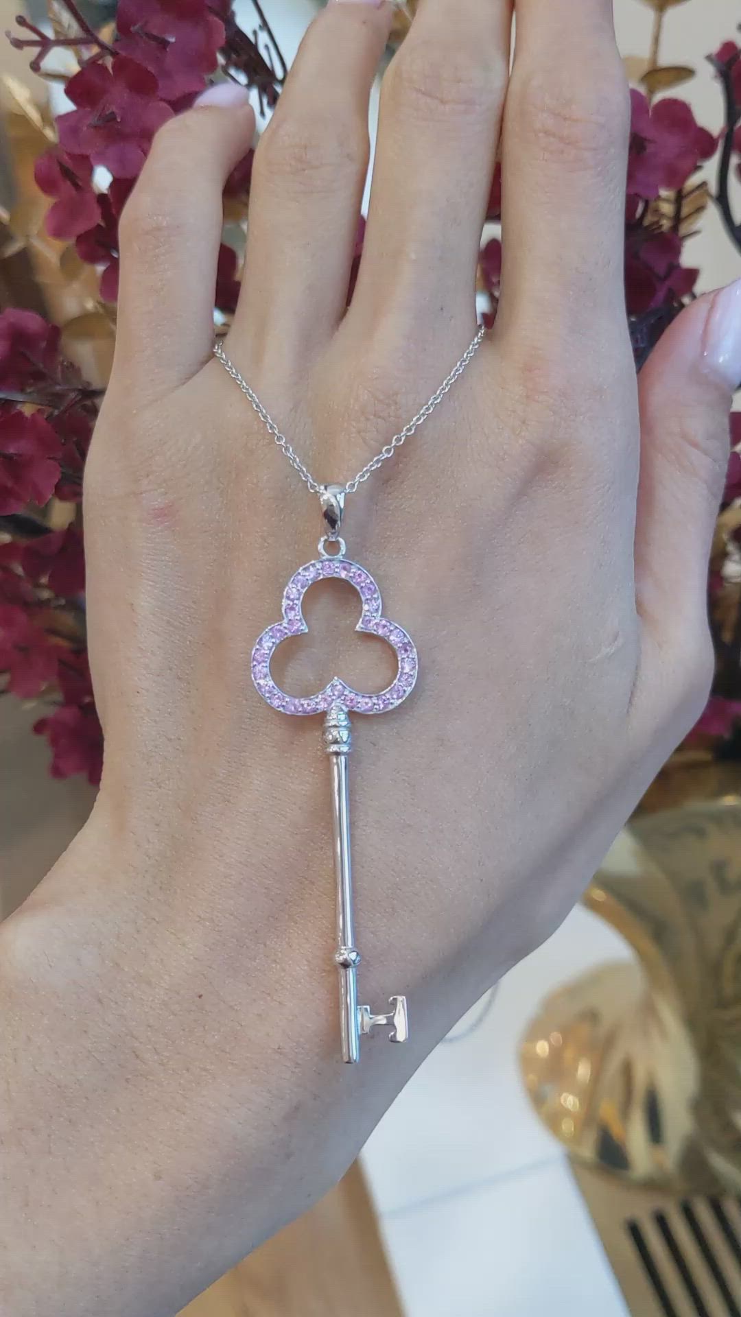 0.90 Ct. Pink Sapphire Accent Stones Pendant, Silver Size Video