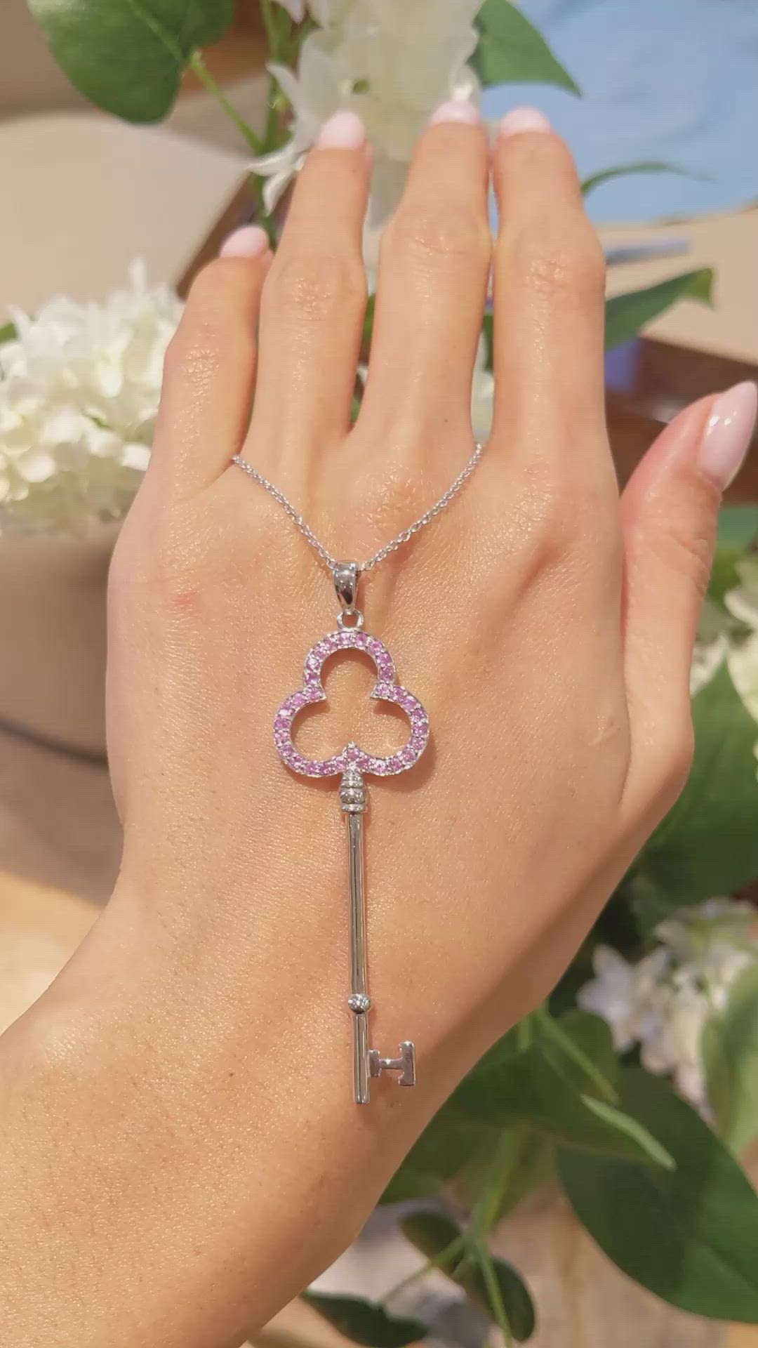 0.90 Ct. Pink Sapphire Accent Stones Pendant, Silver Size Video