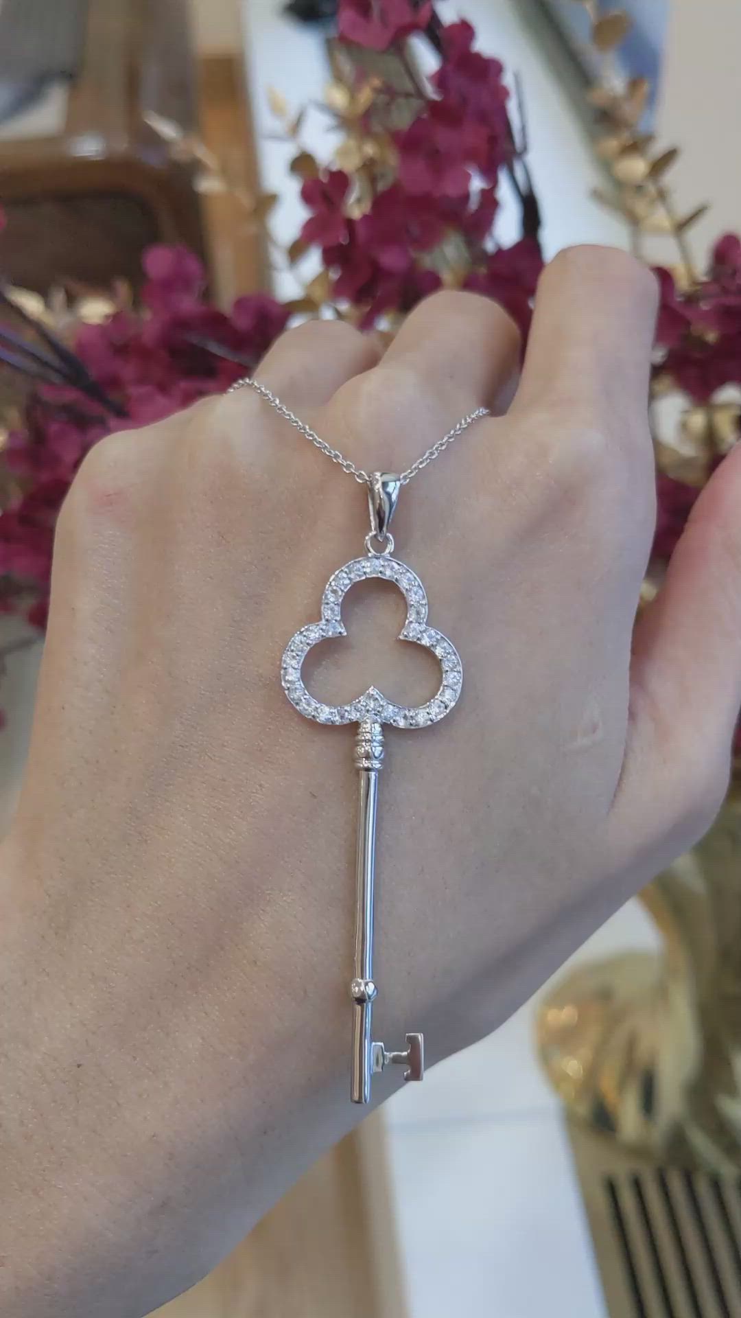 0.90 Ct. White Sapphire Accent Stones Pendant, Silver Size Video