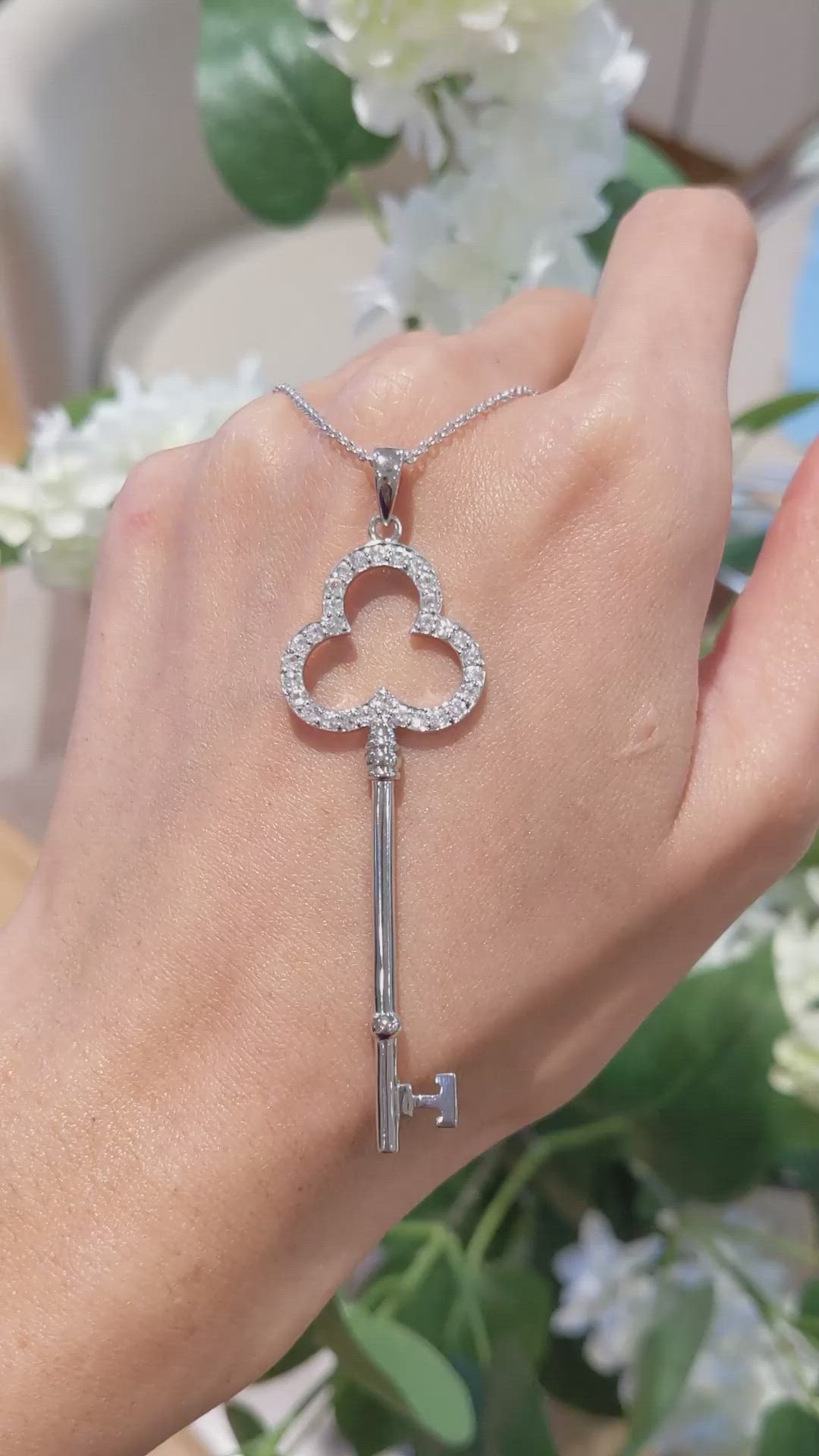 0.90 Ct. White Sapphire Accent Stones Pendant, Silver Size Video