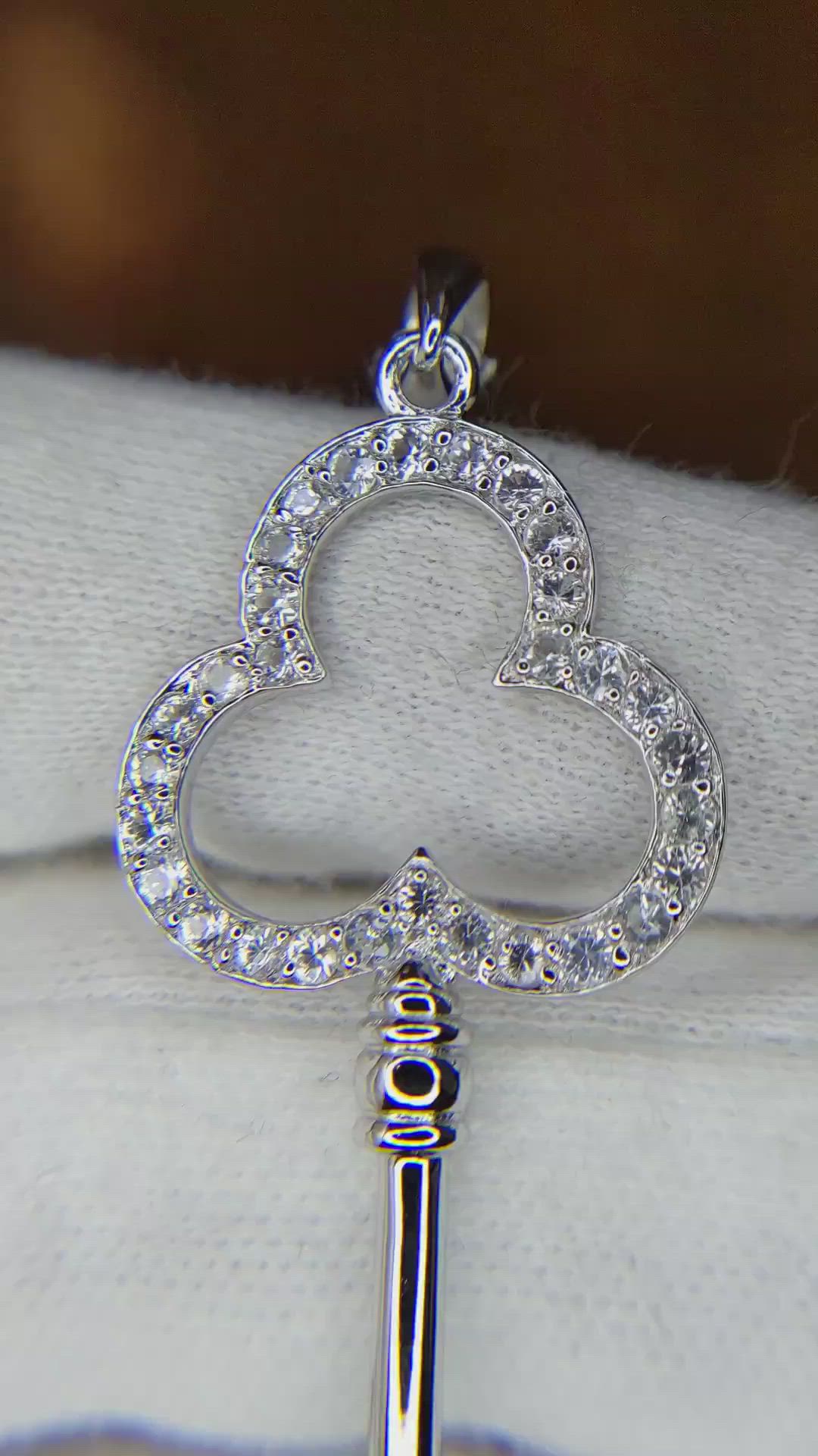 0.90 Ct. White Sapphire Accent Stones Pendant, Silver Size Video