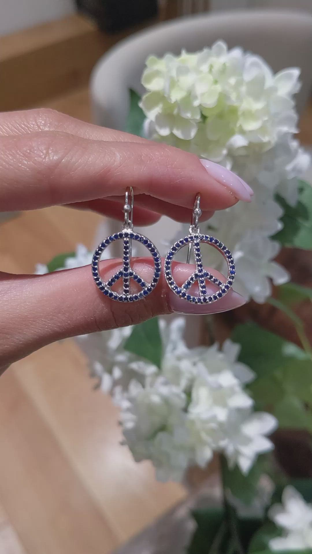 1.40 Ct.Tw.Total Carat Weight Blue Sapphire Drops Earrings, Silver Size Video