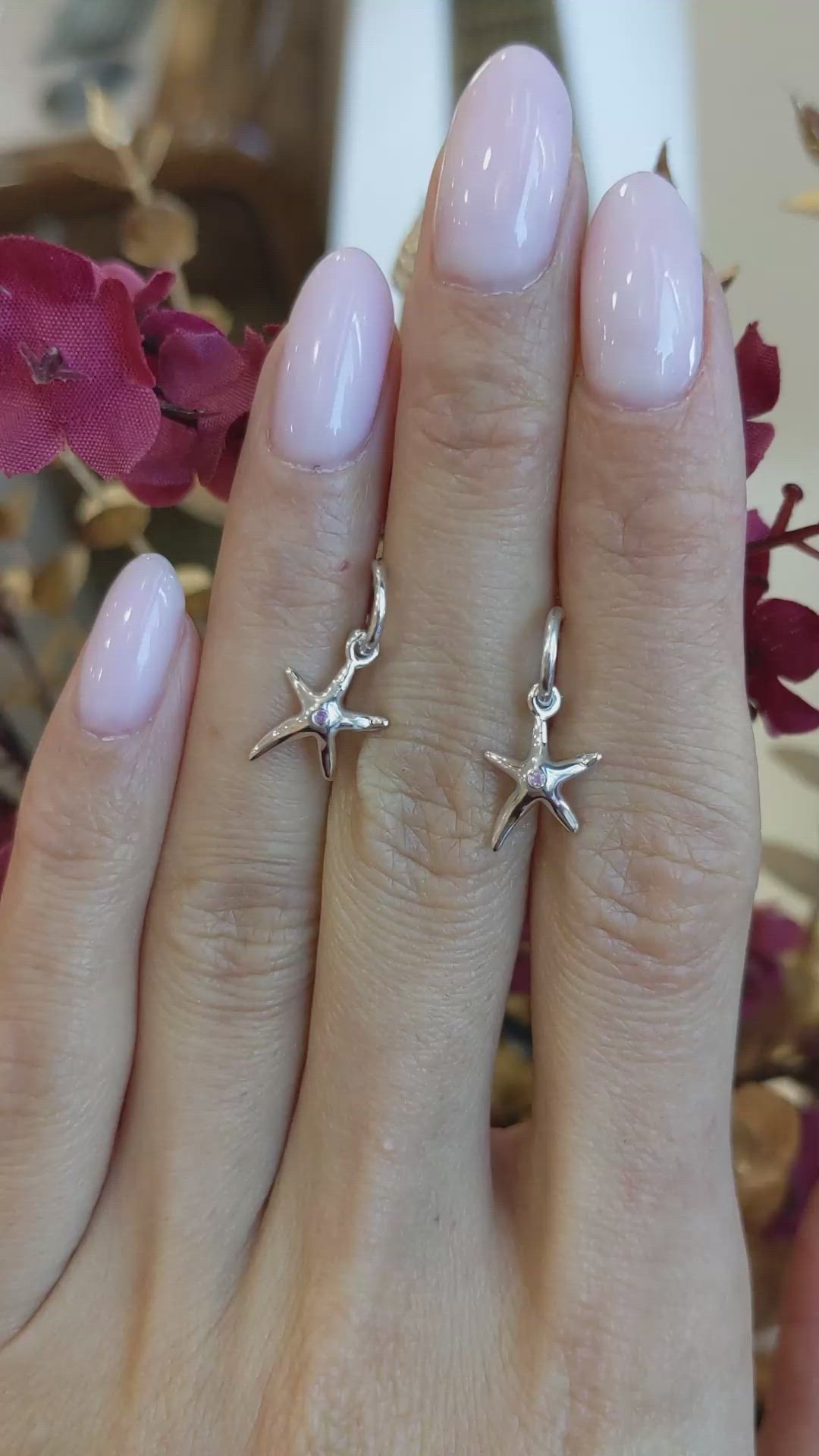 0.02 Ct.Tw.Total Carat Weight Pink Sapphire Drops Earrings, Silver Size Video