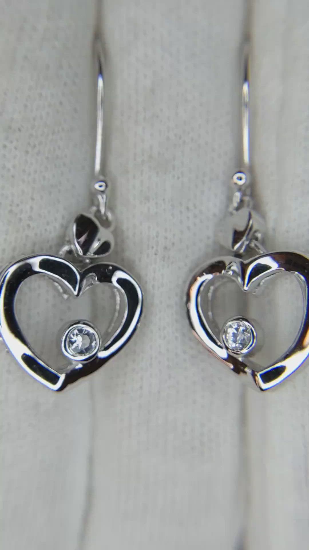 0.10 Ct.Tw. White Sapphire Drops Earrings, Silver Size Video