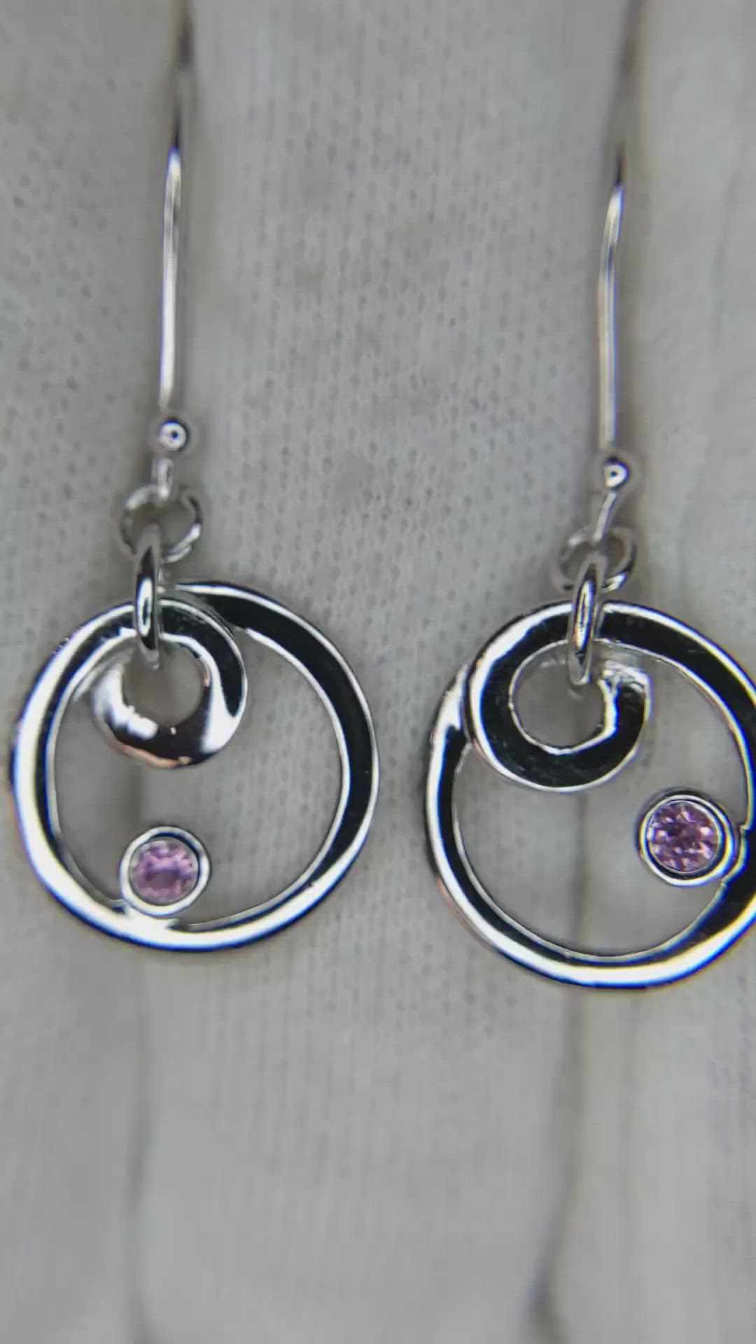 0.10 Ct.Tw. Pink Sapphire Drops Earrings, Silver Size Video