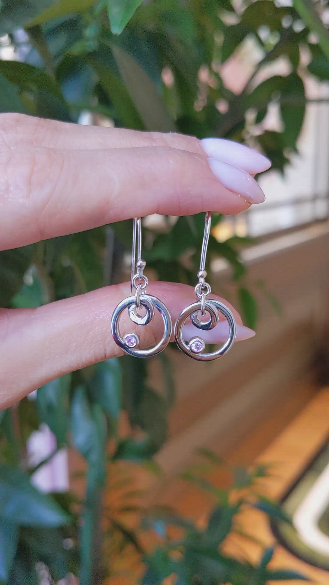 0.10 Ct.Tw.Total Carat Weight Pink Sapphire Drops Earrings, Silver Size Video