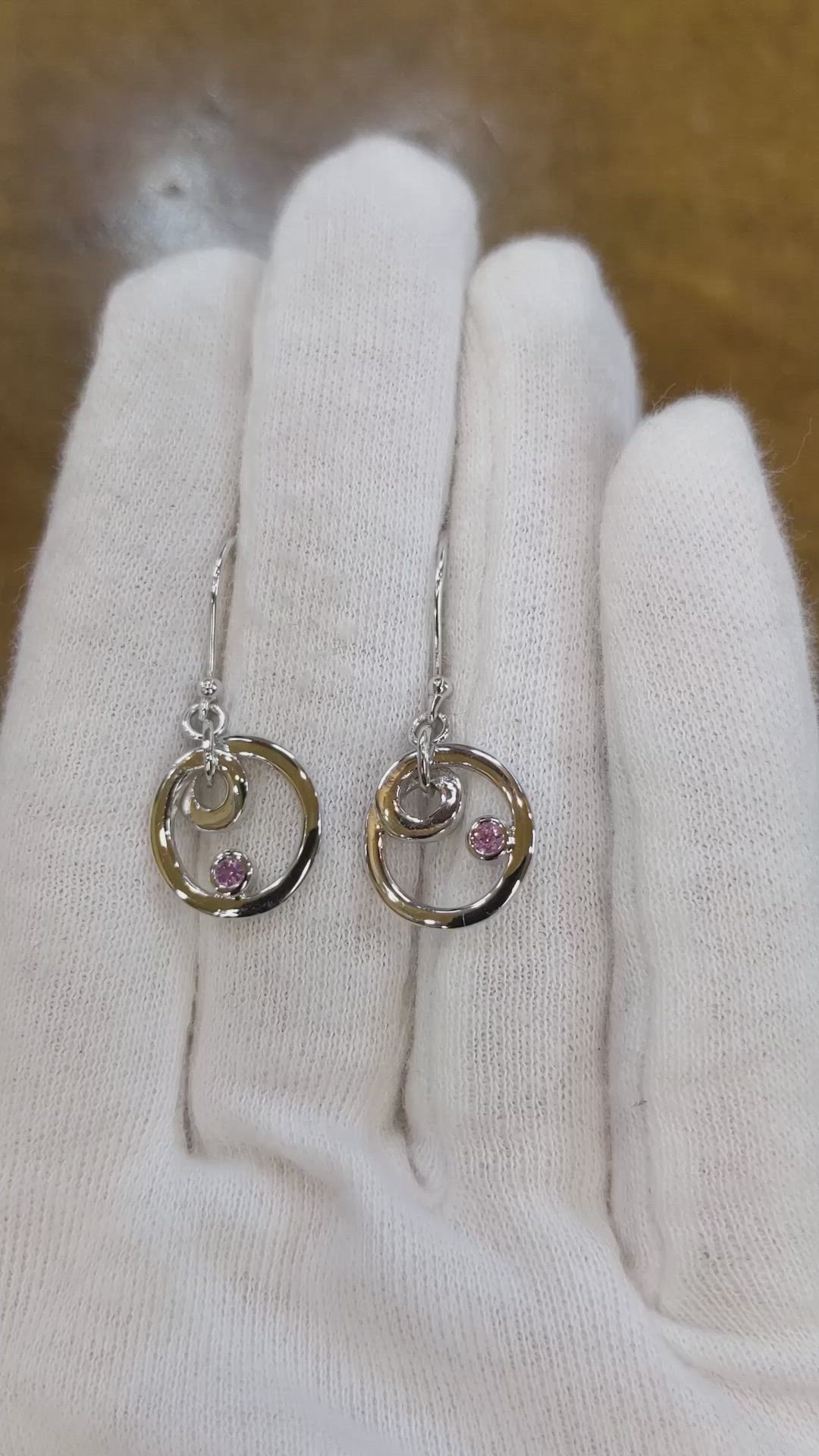 0.10 Ct.Tw. Pink Sapphire Drops Earrings, Silver Size Video