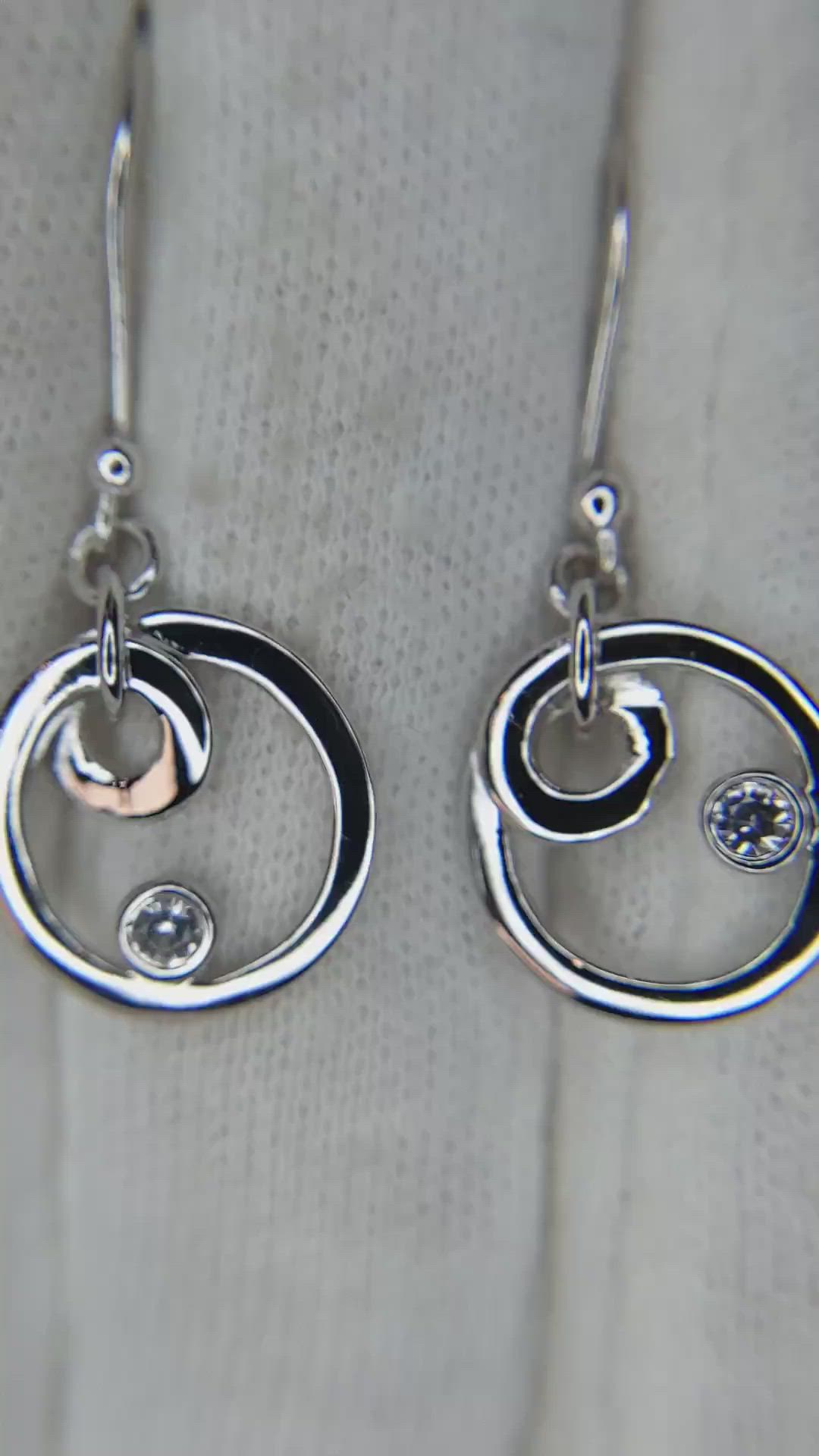 0.10 Ct.Tw. White Sapphire Drops Earrings, Silver Size Video