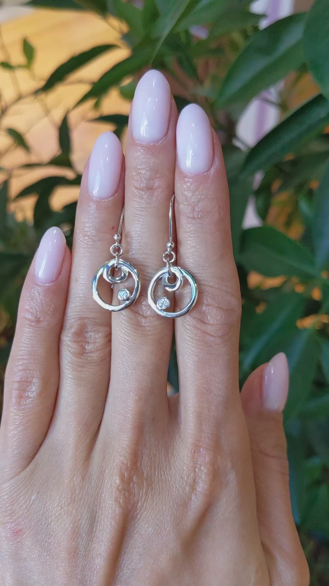 0.10&nbsp;Ct.Tw.Total Carat Weight White Sapphire Bezel Earrings, Silver Size Video