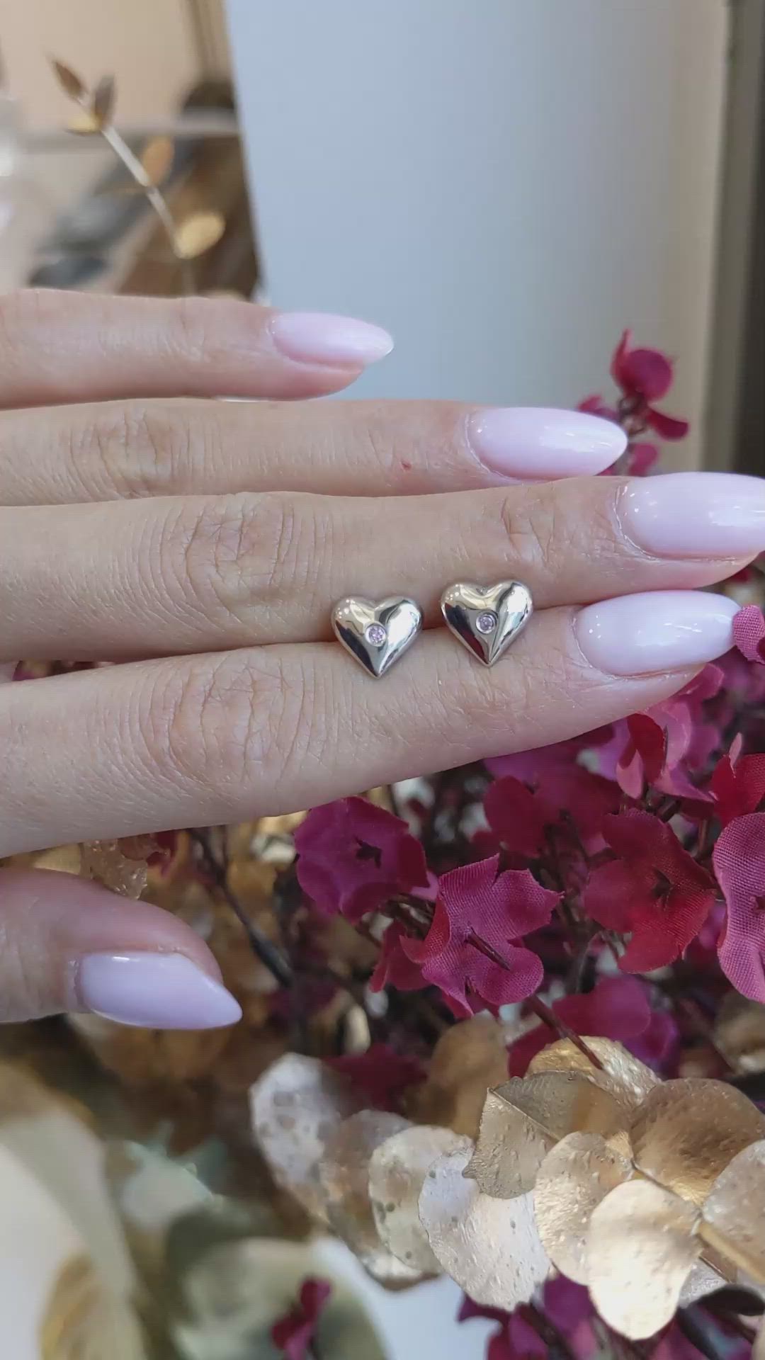 0.04&nbsp;Ct.Tw.Total Carat Weight Pink Sapphire Studs Earrings, Silver Size Video