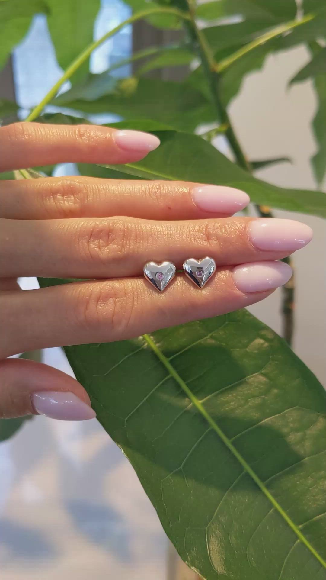 0.04&nbsp;Ct.Tw.Total Carat Weight Pink Sapphire Studs Earrings, Silver Size Video