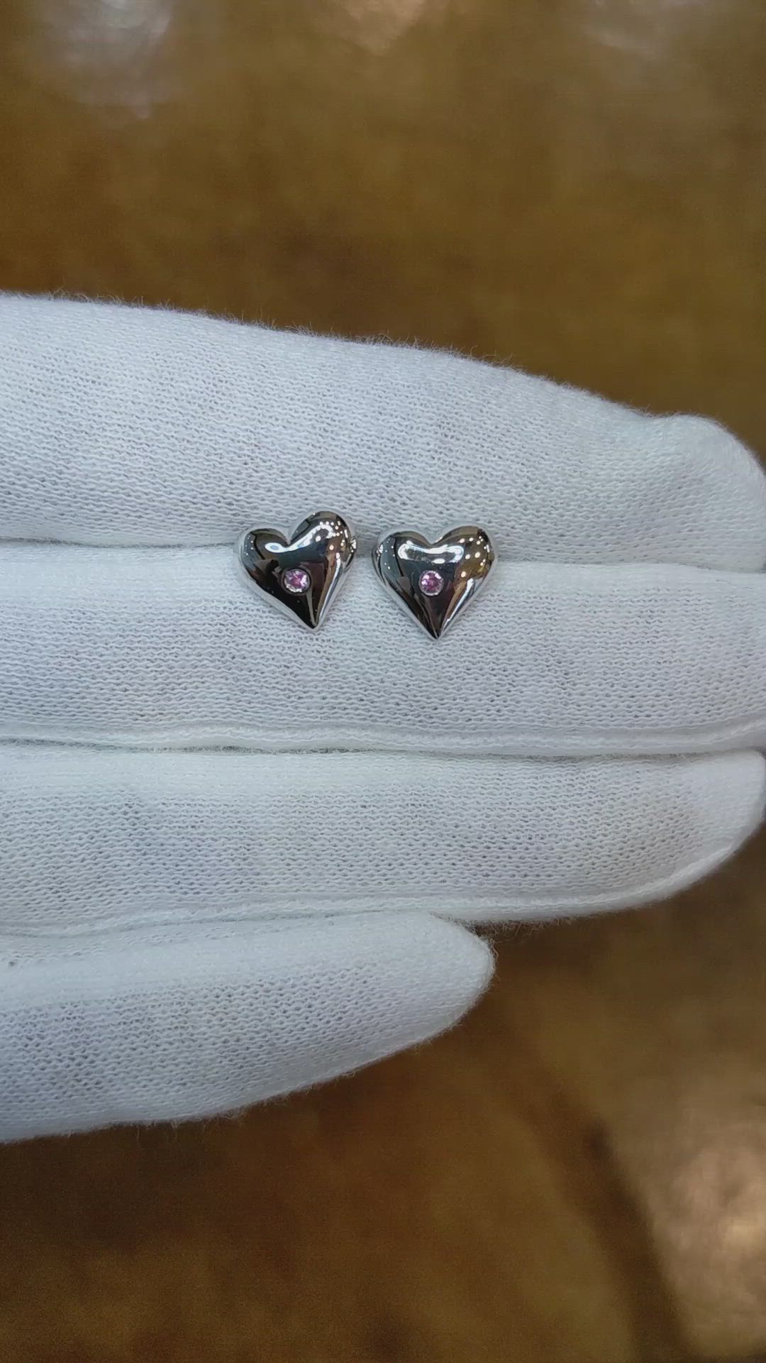 0.04 Ct.Tw. Pink Sapphire Studs Earrings, Silver Size Video