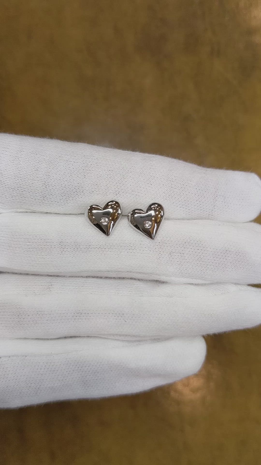 0.04 Ct.Tw. White Sapphire Studs Earrings, Silver Size Video