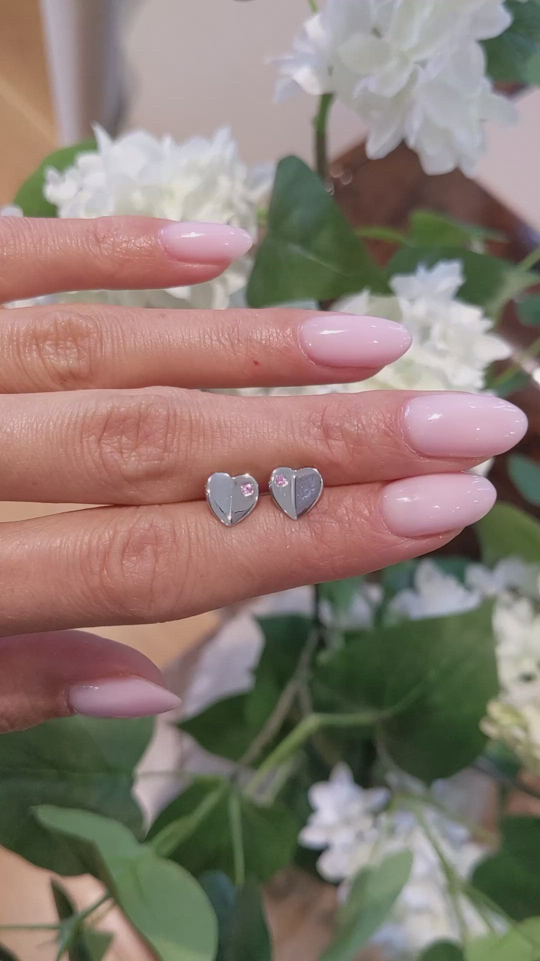 0.04 Ct.Tw.Total Carat Weight Pink Sapphire Studs Earrings, Silver Size Video