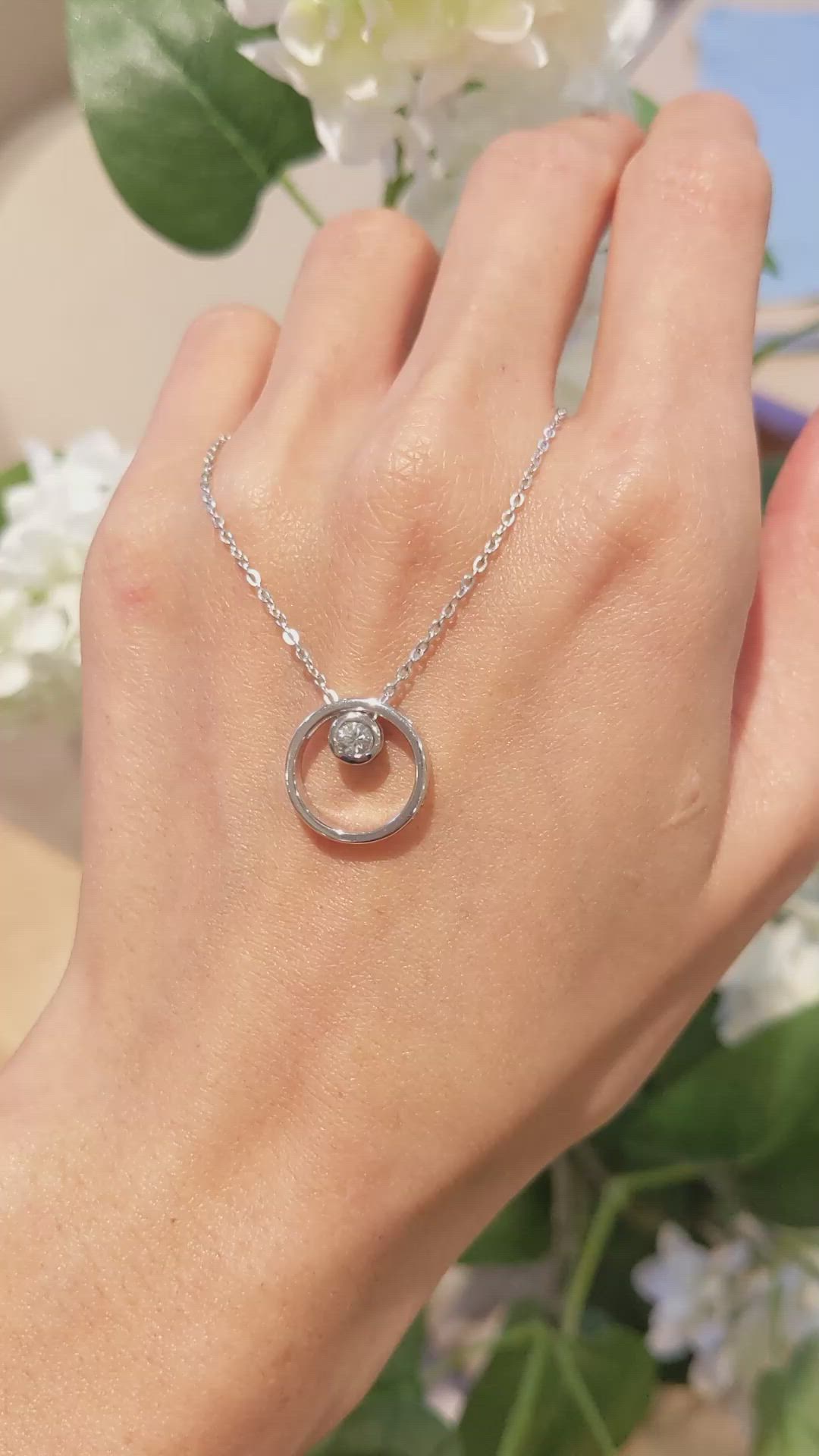 0.20 Ct. White Sapphire Solitaire Pendant, Silver Size Video
