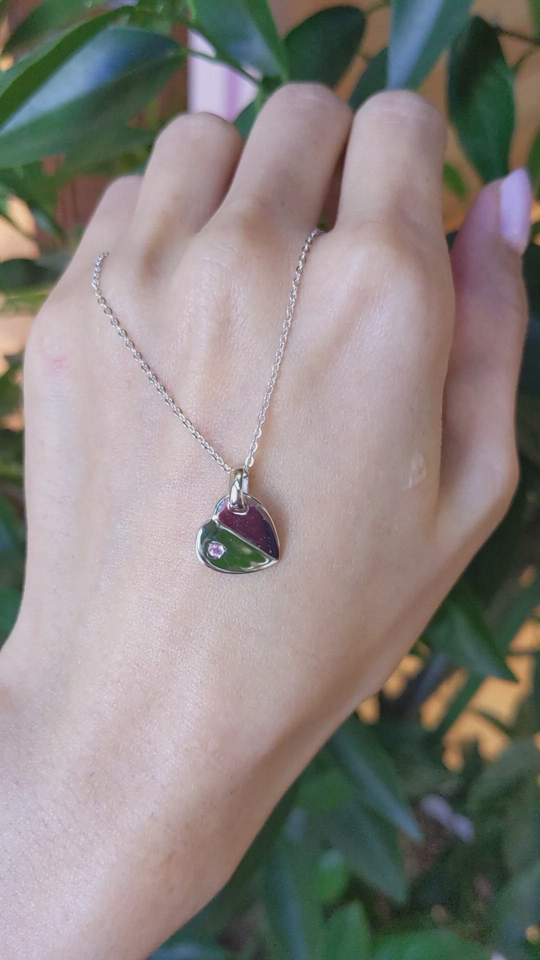 0.03 Ct. Pink Sapphire Solitaire Pendant, Silver Size Video