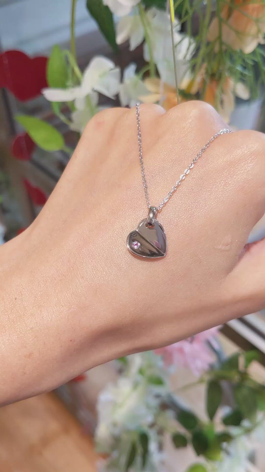 0.03 Ct. Pink Sapphire Solitaire Pendant, Silver Size Video