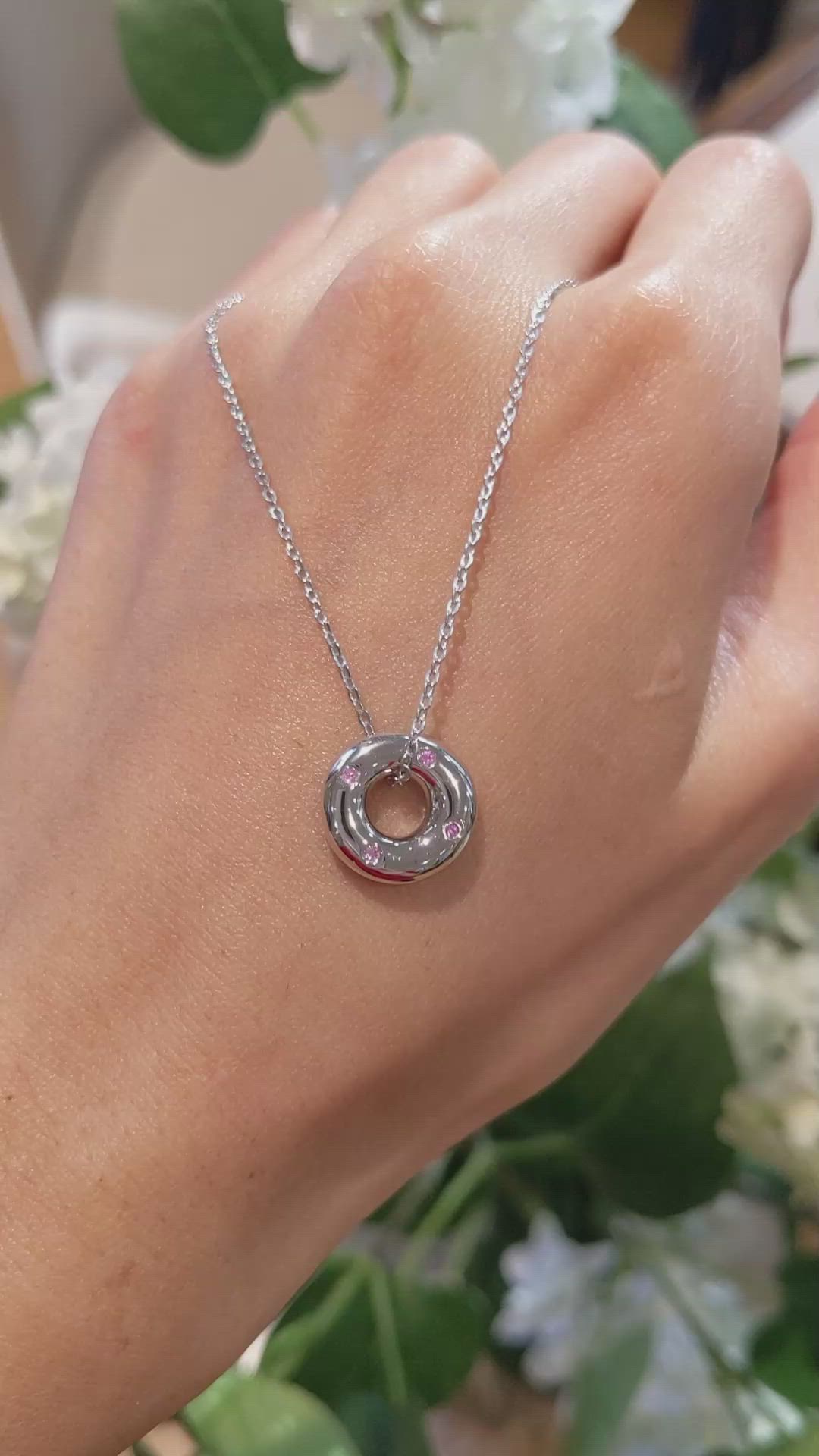0.08 Ct. Pink Sapphire Accent Stones Pendant, Silver Size Video