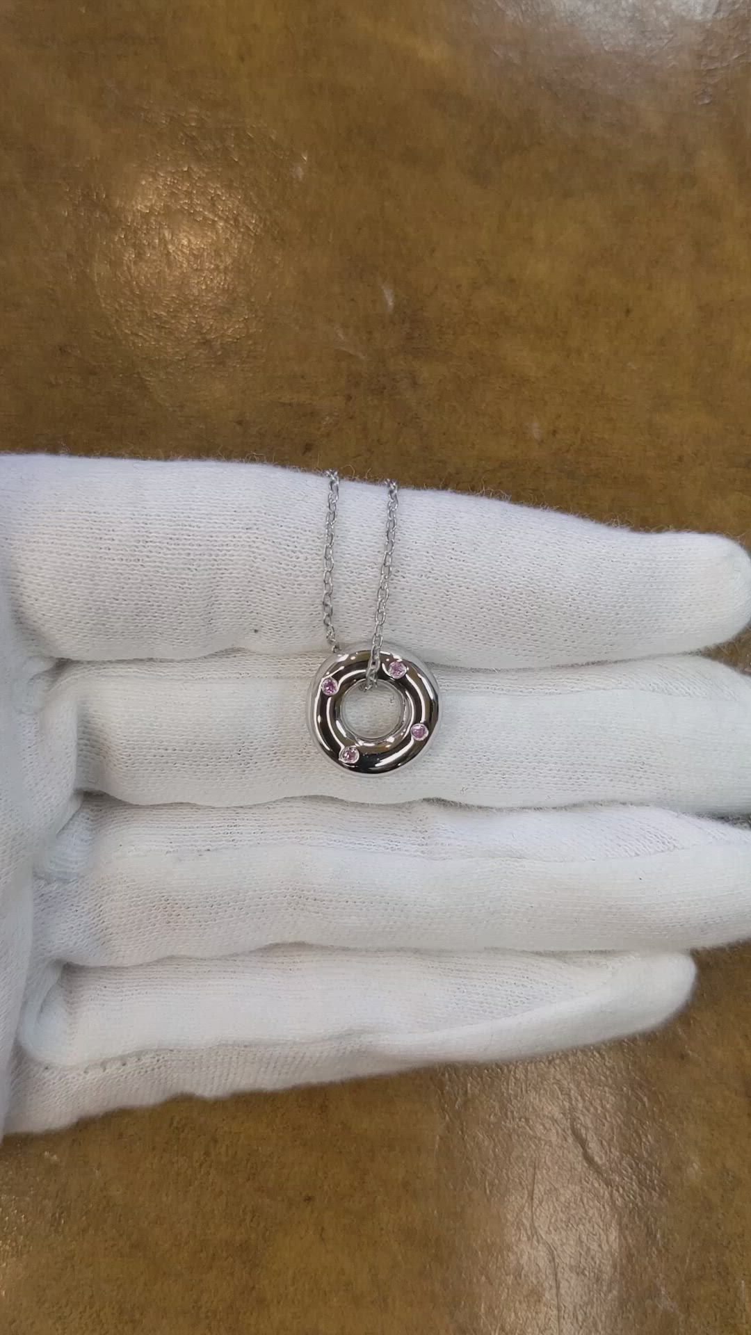 0.08 Ct. Pink Sapphire Accent Stones Pendant, Silver Size Video