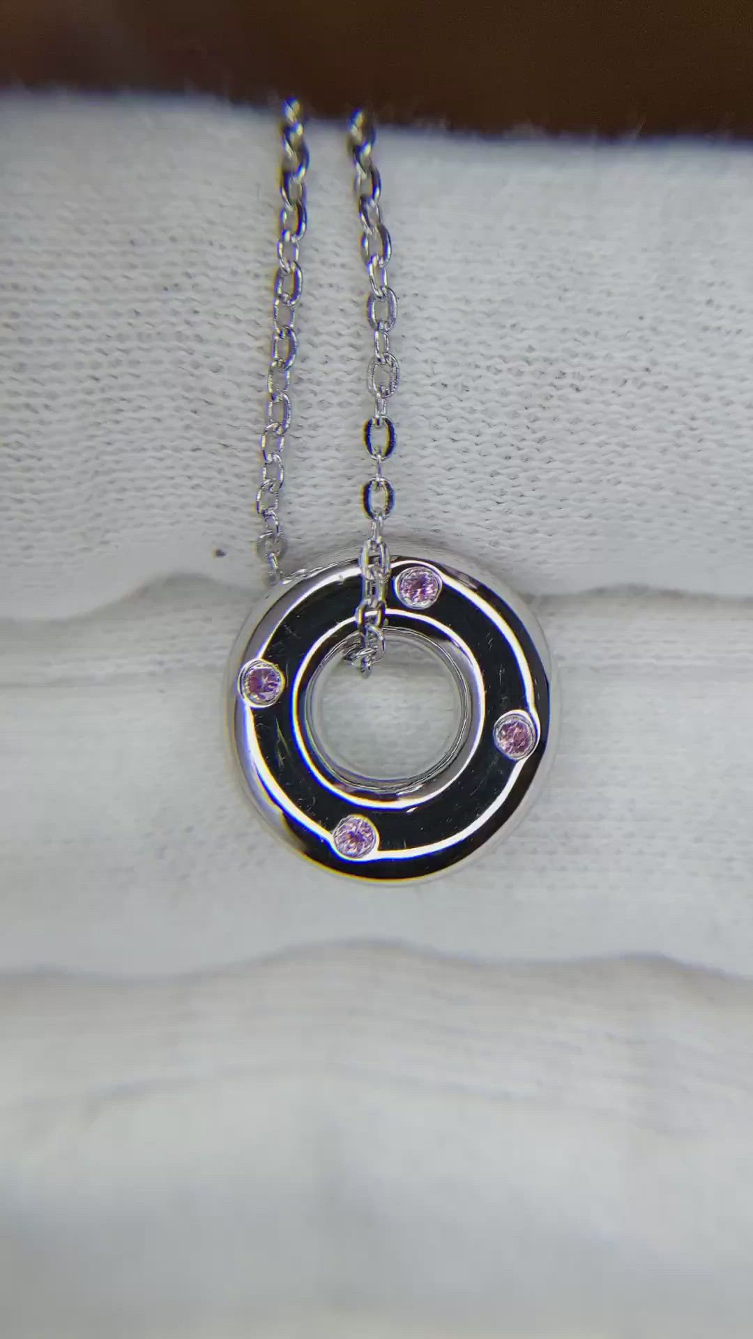 0.08 Ct. Pink Sapphire Accent Stones Pendant, Silver Size Video