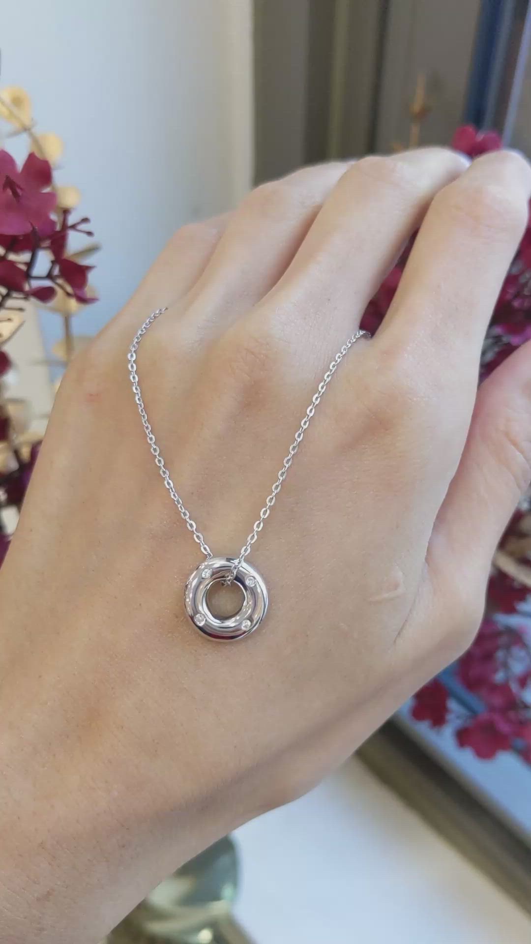 0.08 Ct. White Sapphire Accent Stones Pendant, Silver Size Video