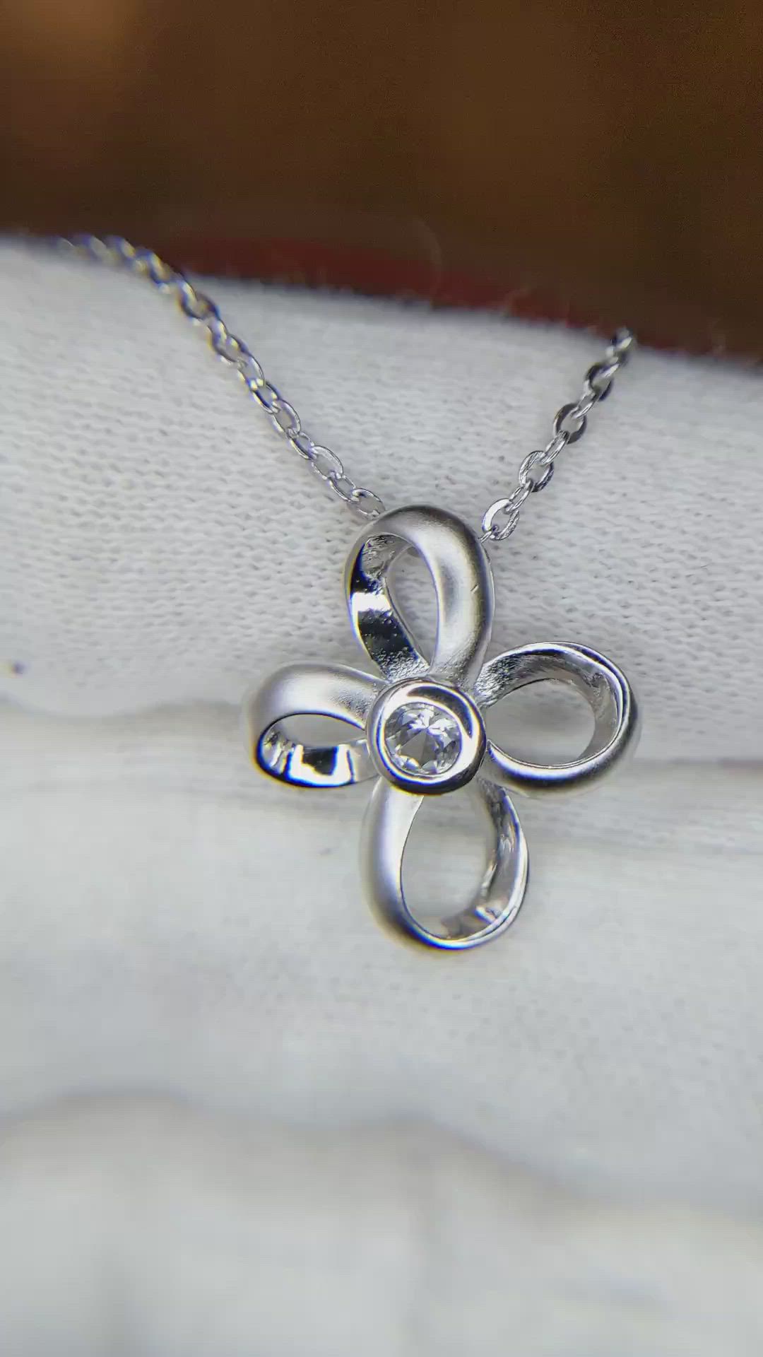 0.20 Ct. White Sapphire Accent Stones Pendant, Silver Size Video