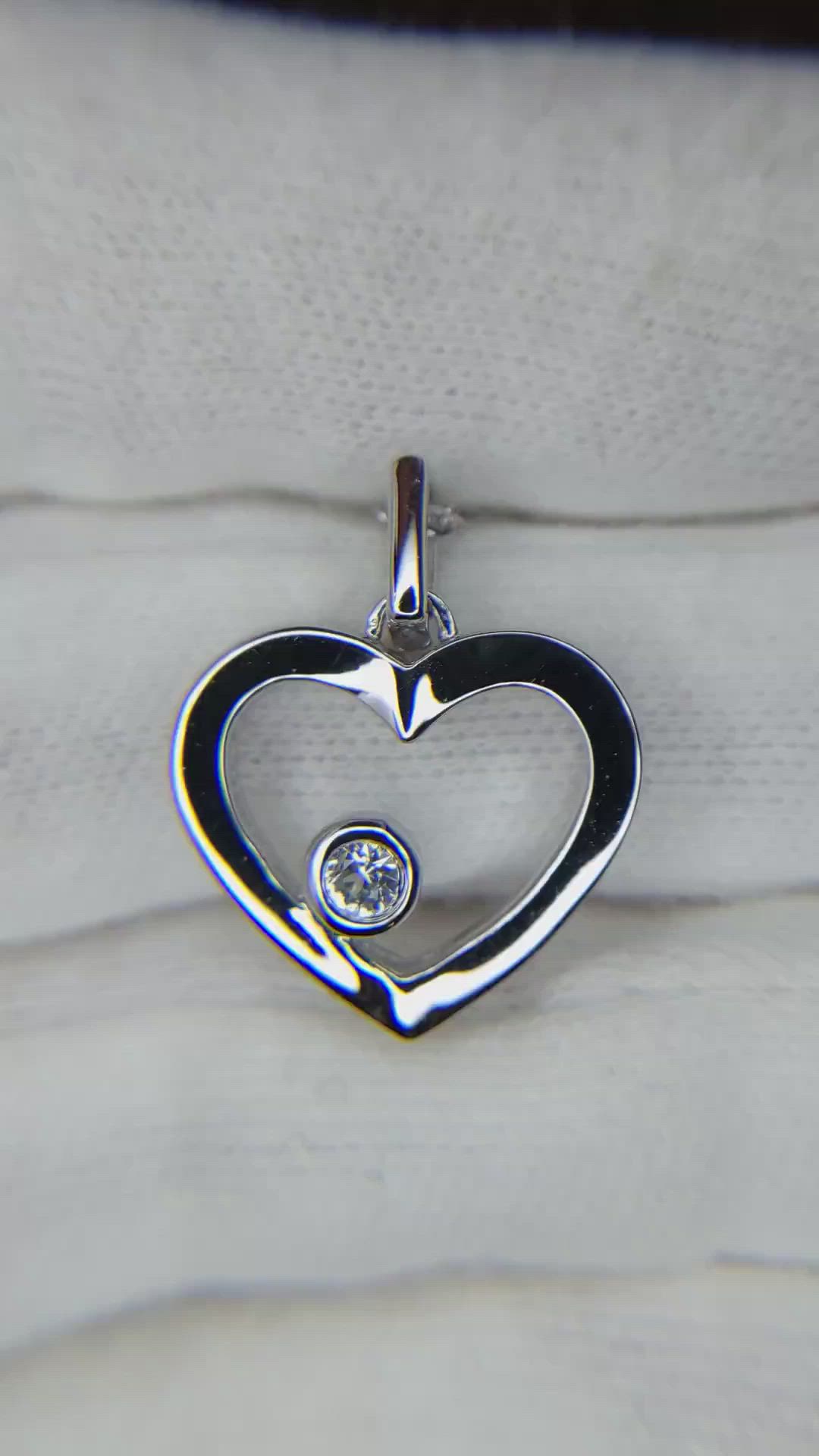 0.10 Ct. White Sapphire Solitaire Pendant, Silver Size Video