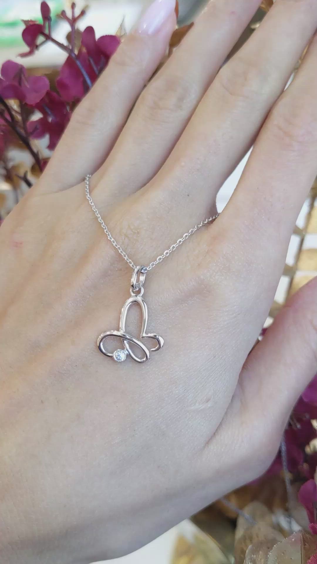 0.04 Ct. White Sapphire Accent Stones Pendant, Silver Size Video