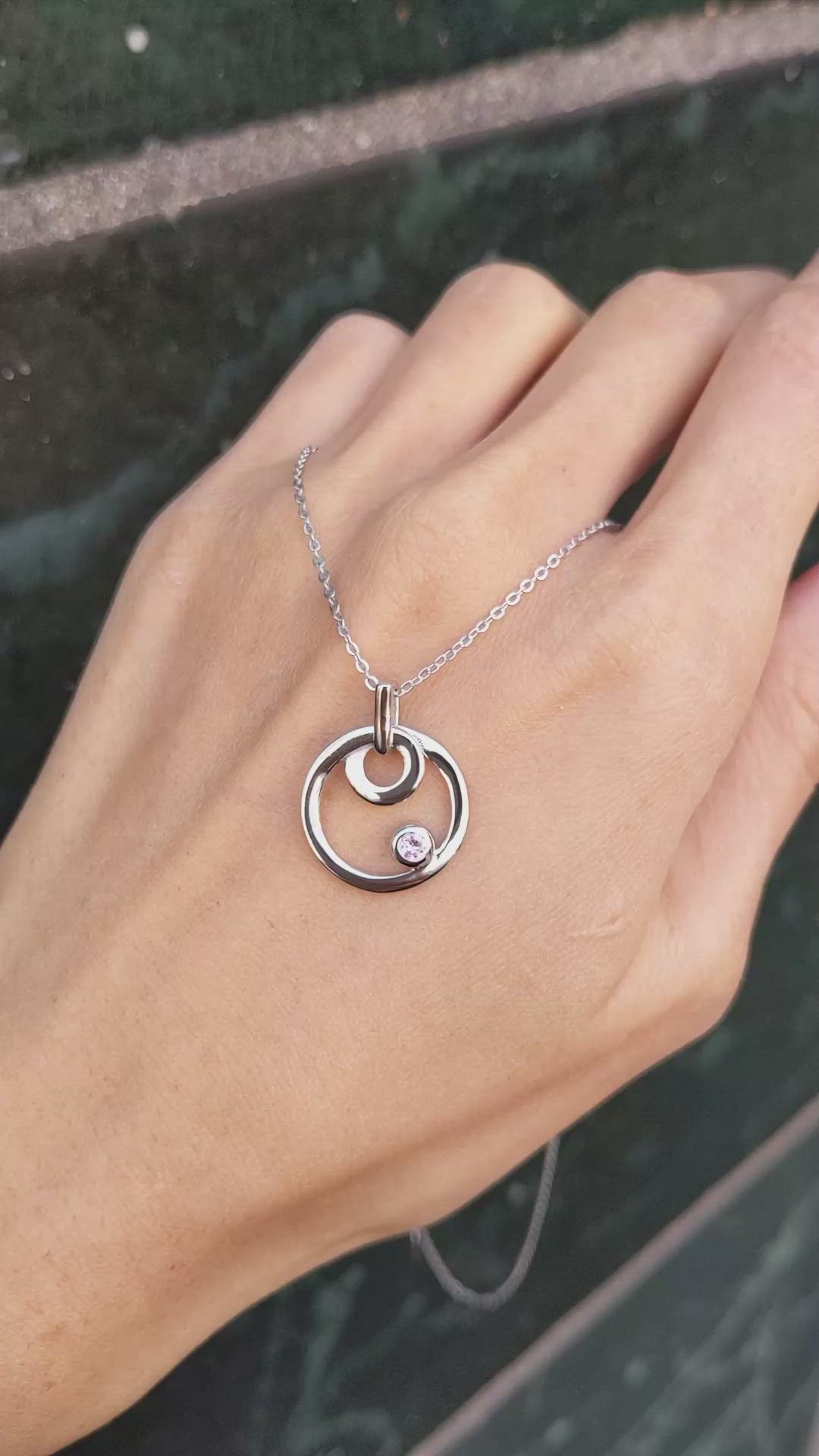 0.10 Ct. Pink Sapphire Solitaire Pendant, Silver Size Video