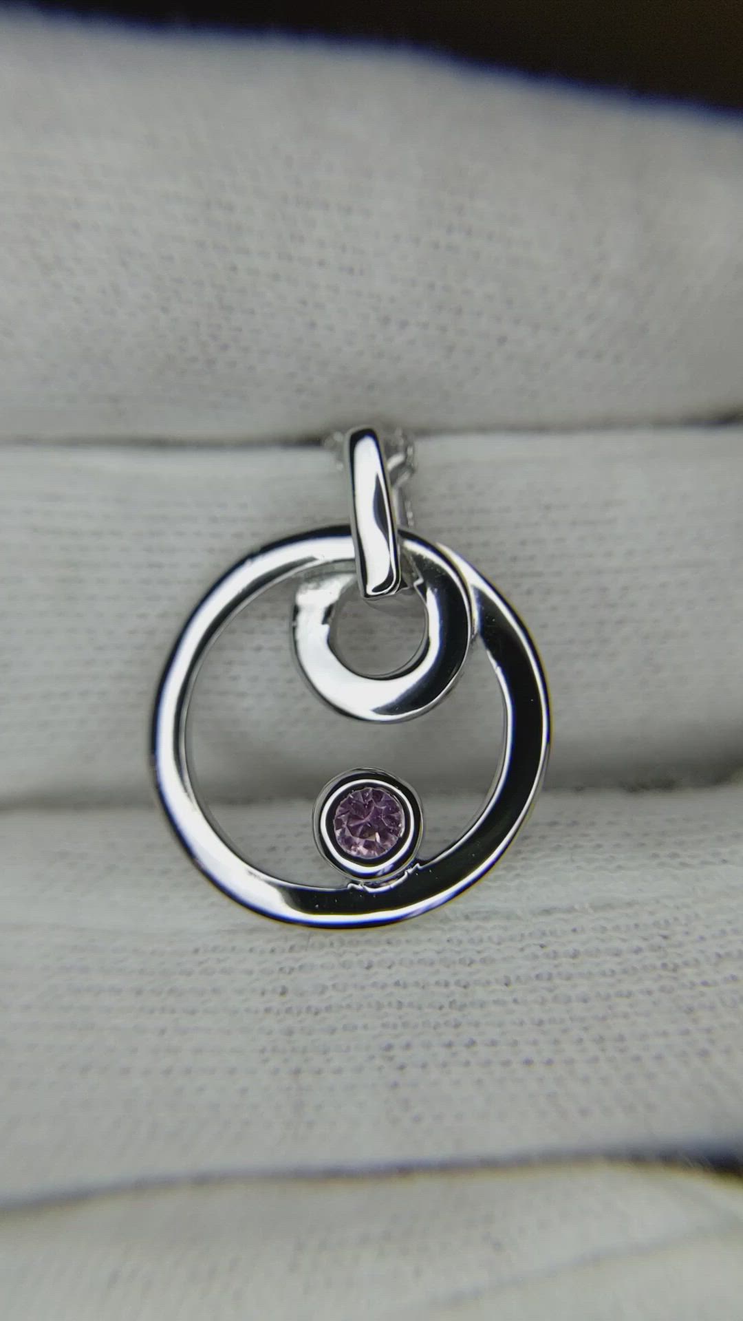 0.10 Ct. Pink Sapphire Solitaire Pendant, Silver Size Video