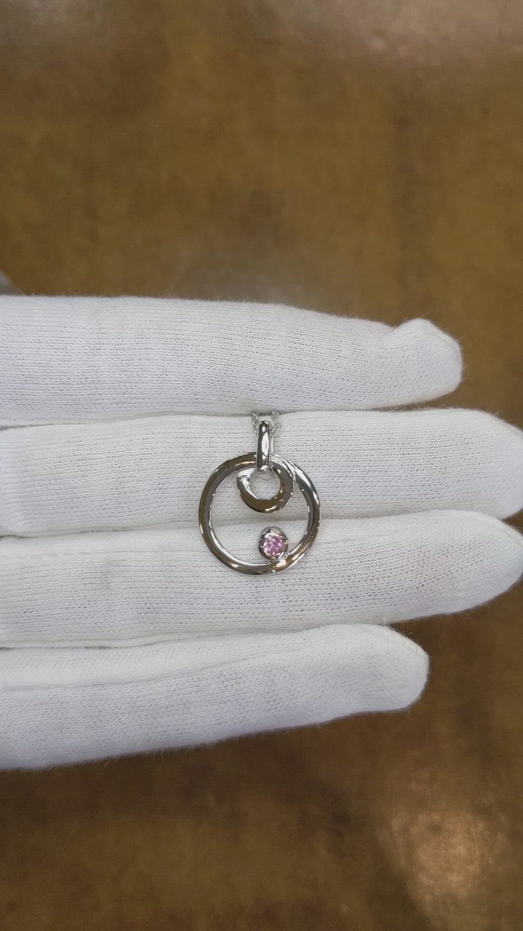 0.10 Ct. Pink Sapphire Solitaire Pendant, Silver Size Video