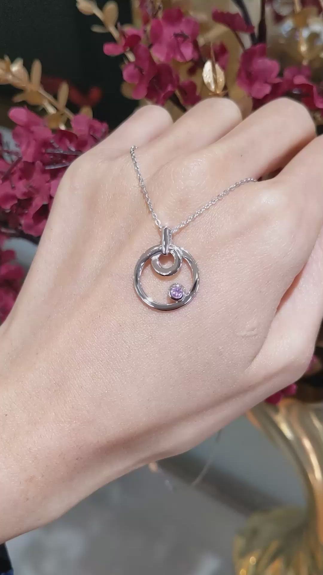 0.10 Ct. Pink Sapphire Solitaire Pendant, Silver Size Video