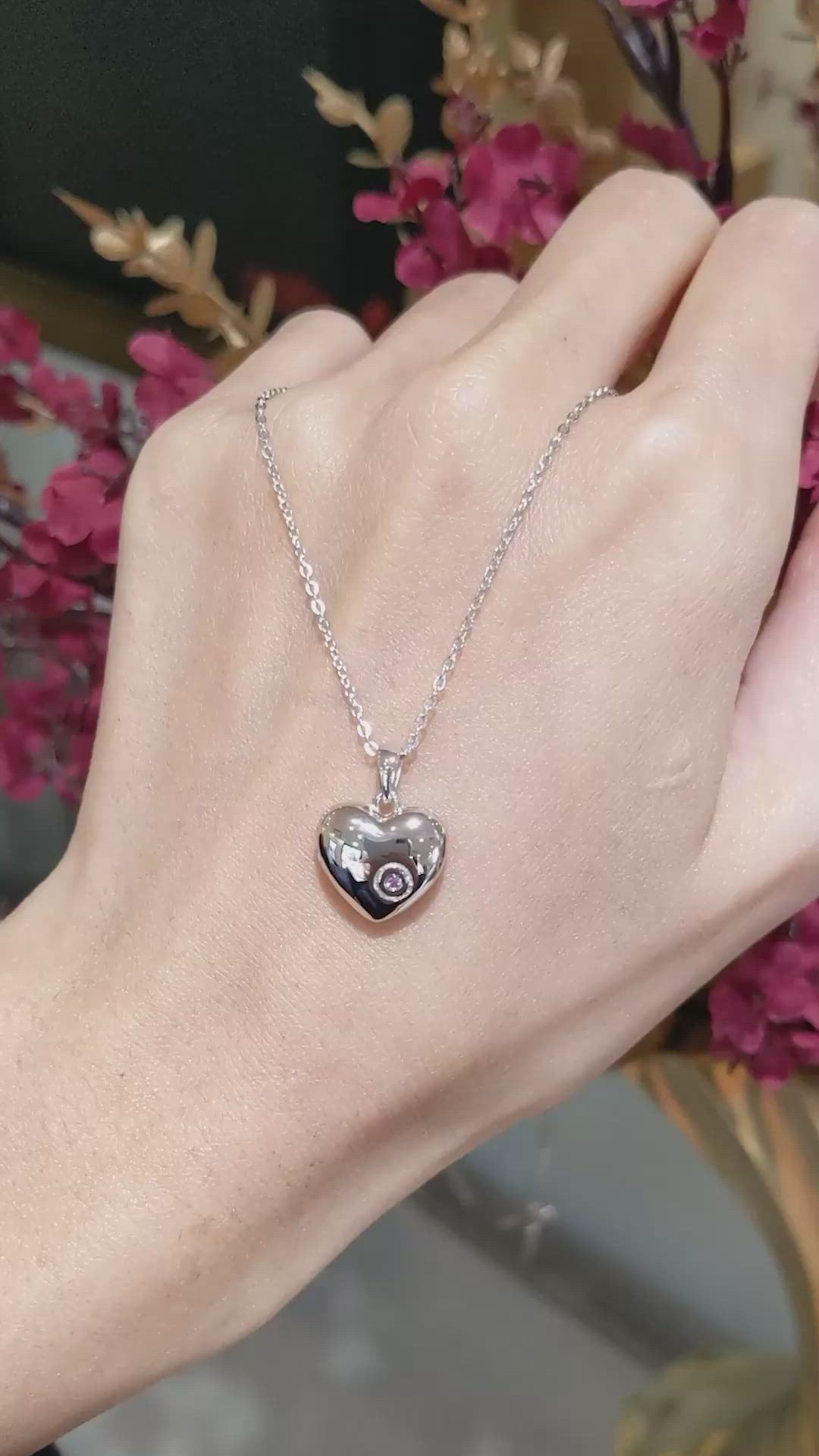 0.02 Ct. Pink Sapphire Solitaire Pendant, Silver Size Video