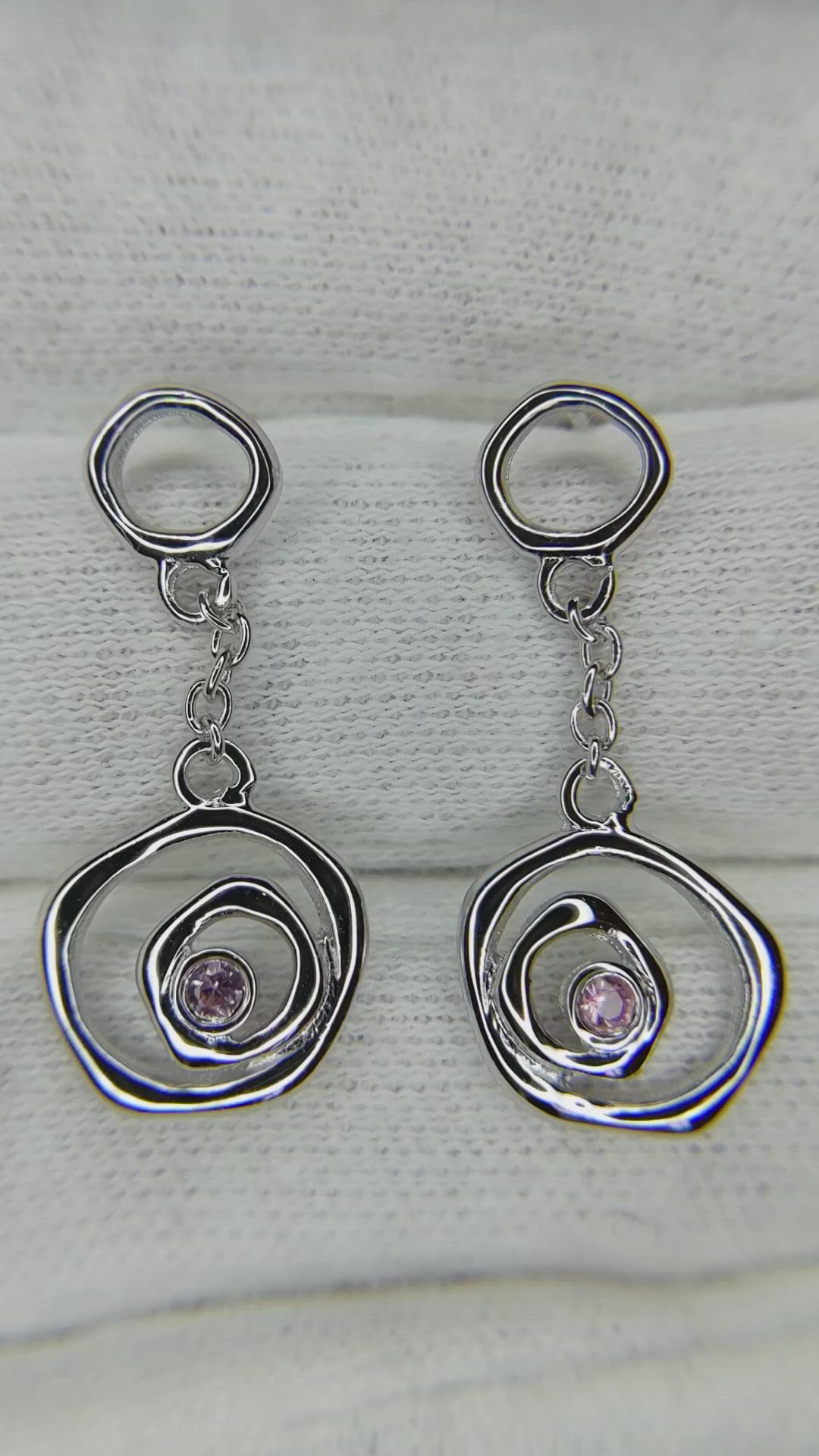 0.08 Ct.Tw. Pink Sapphire Drops Earrings, Silver Size Video