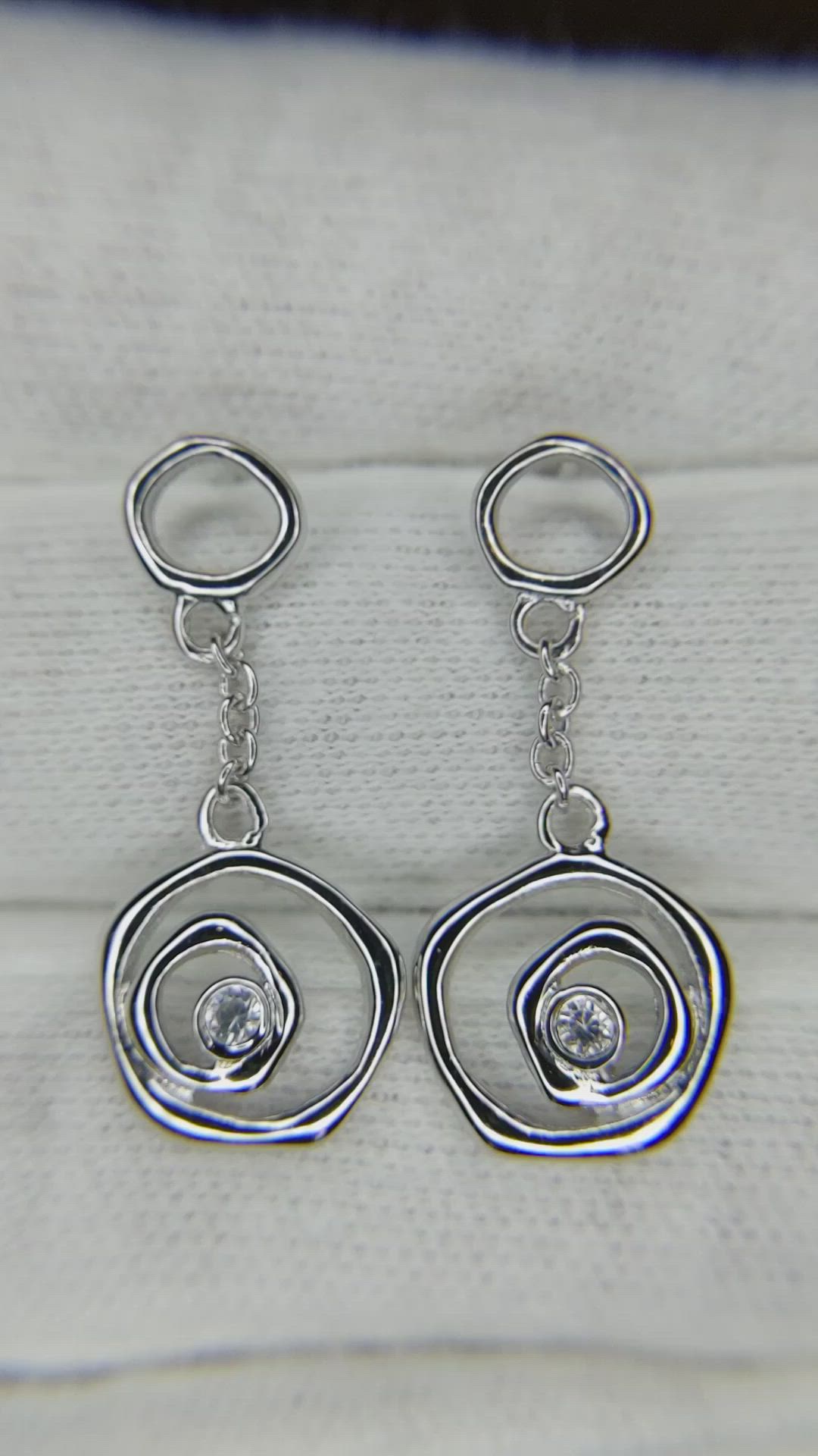 0.08 Ct.Tw. White Sapphire Drops Earrings, Silver Size Video