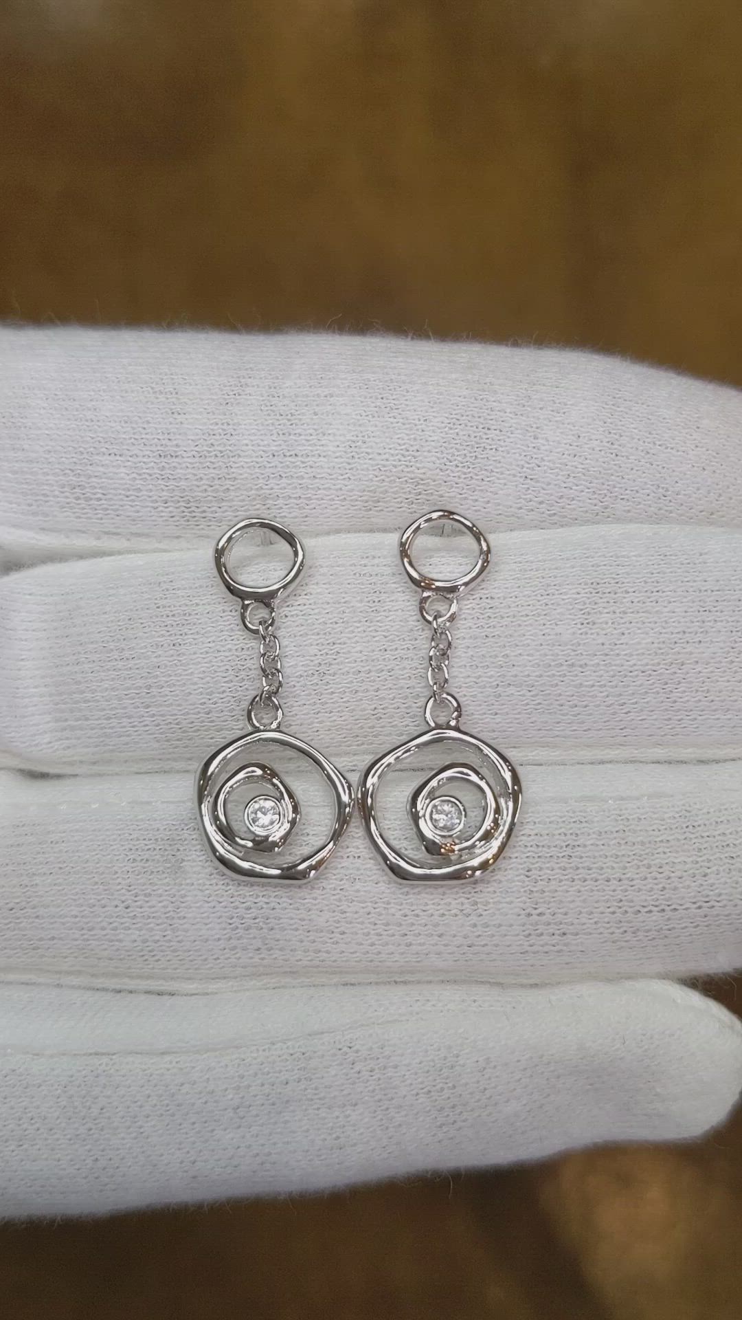 0.08 Ct.Tw. White Sapphire Drops Earrings, Silver Size Video
