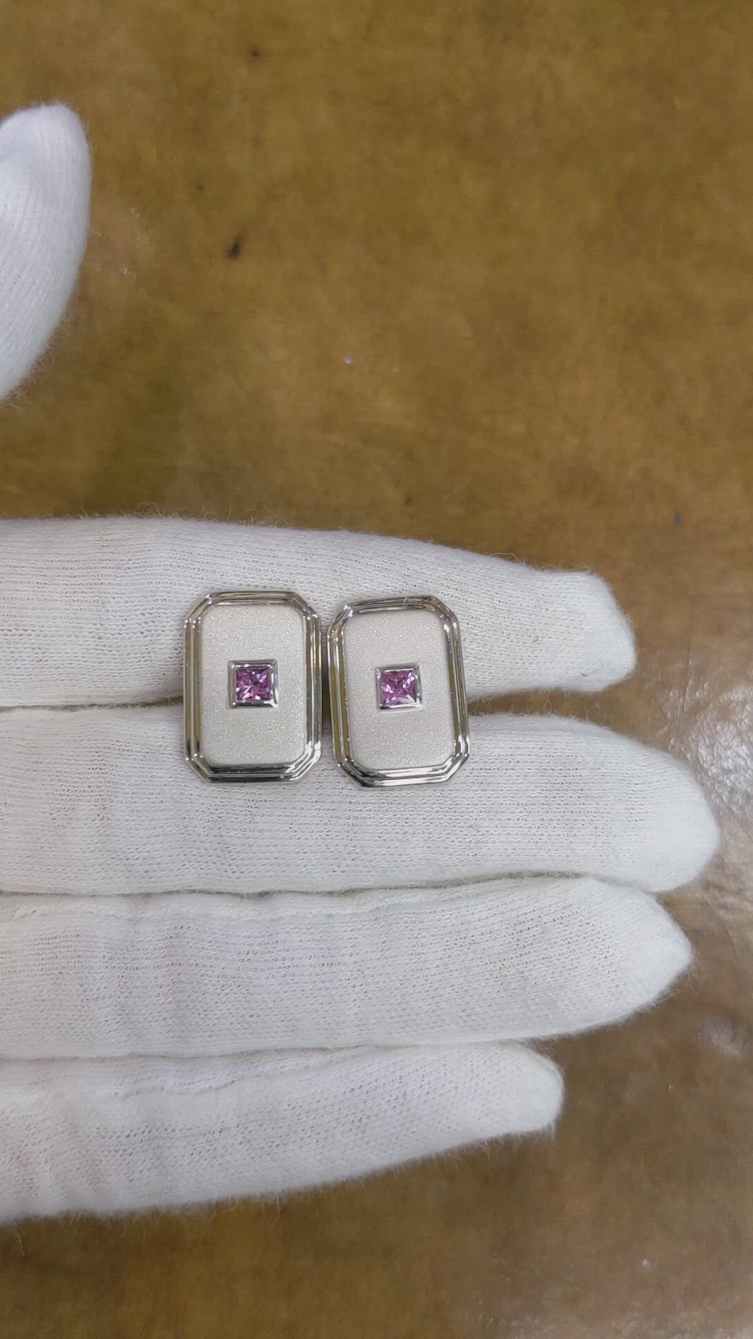 0.71 Ct. Pink Sapphire Solitaire Cufflink, Silver Size Video