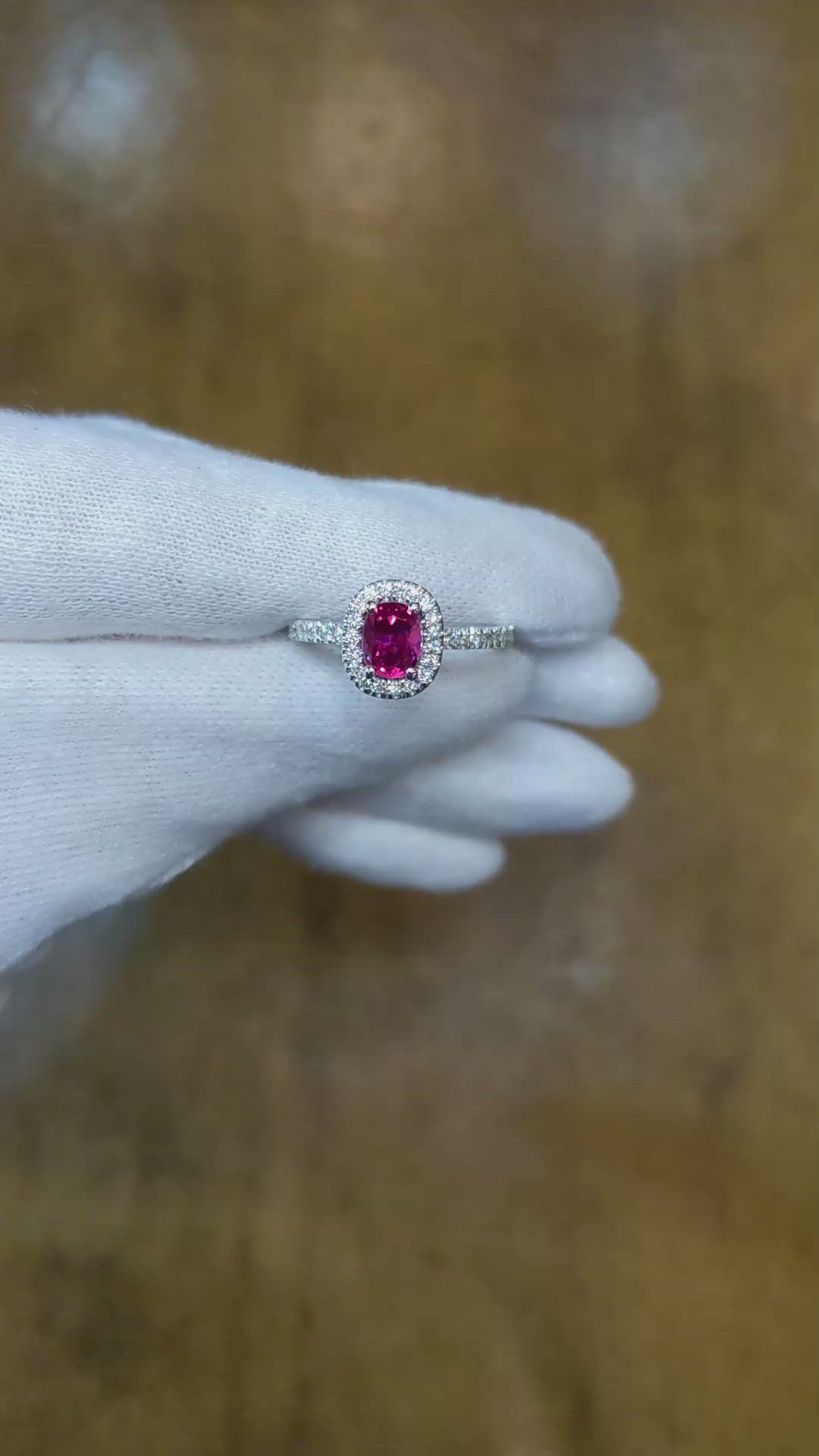 0.95 Ct. Pink Sapphire and Natural Diamond Pave Ring, 14K White Gold Size Video