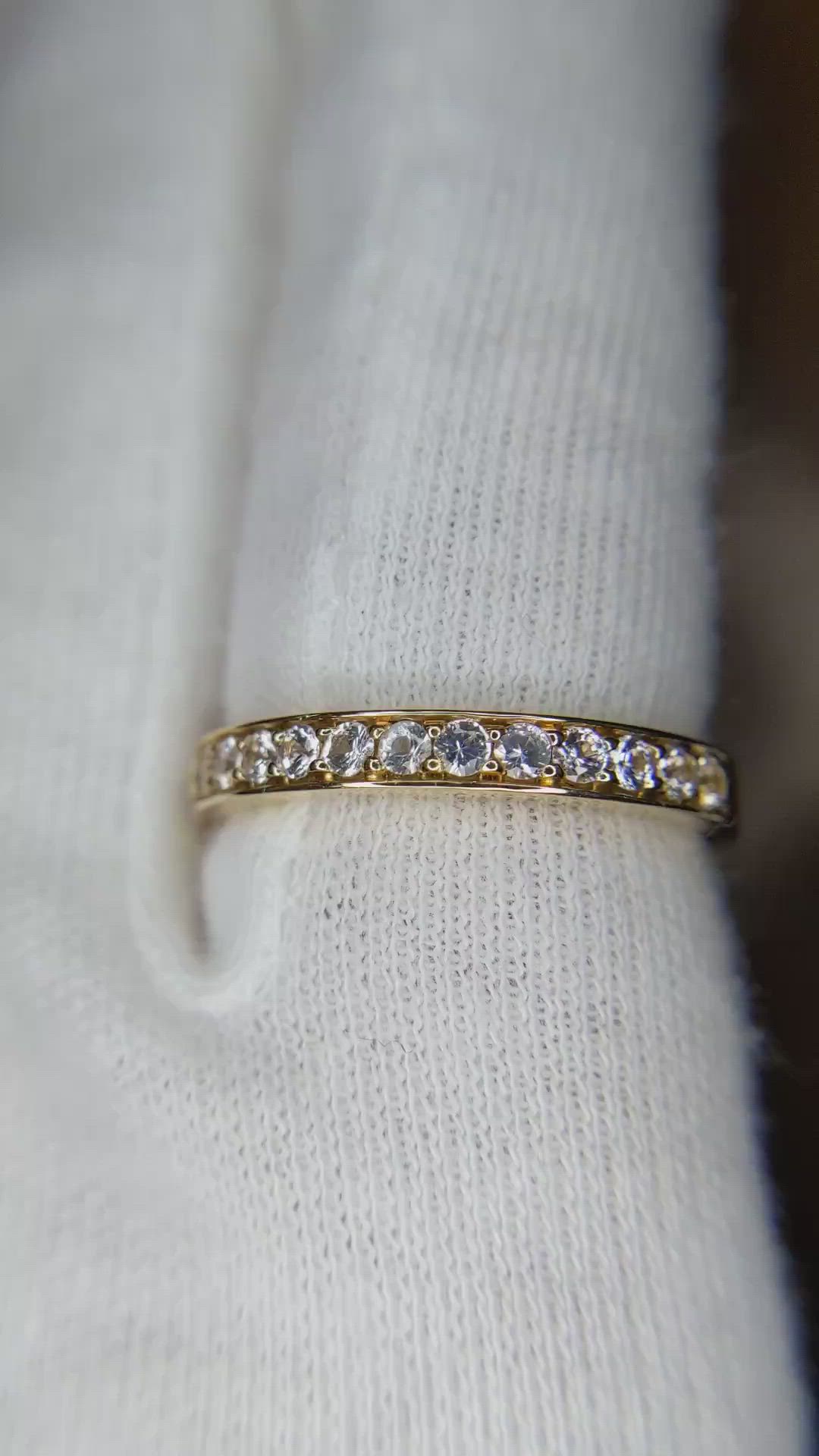 1.60 Ct. White Sapphire Pave Ring, 14K Yellow Gold Size Video