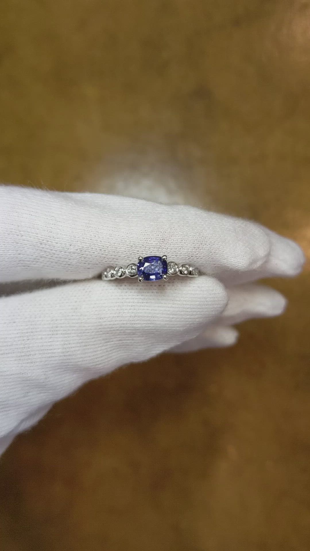0.67 Ct. Blue Sapphire and Natural Diamond Pave Ring, Platinum 950 Size Video