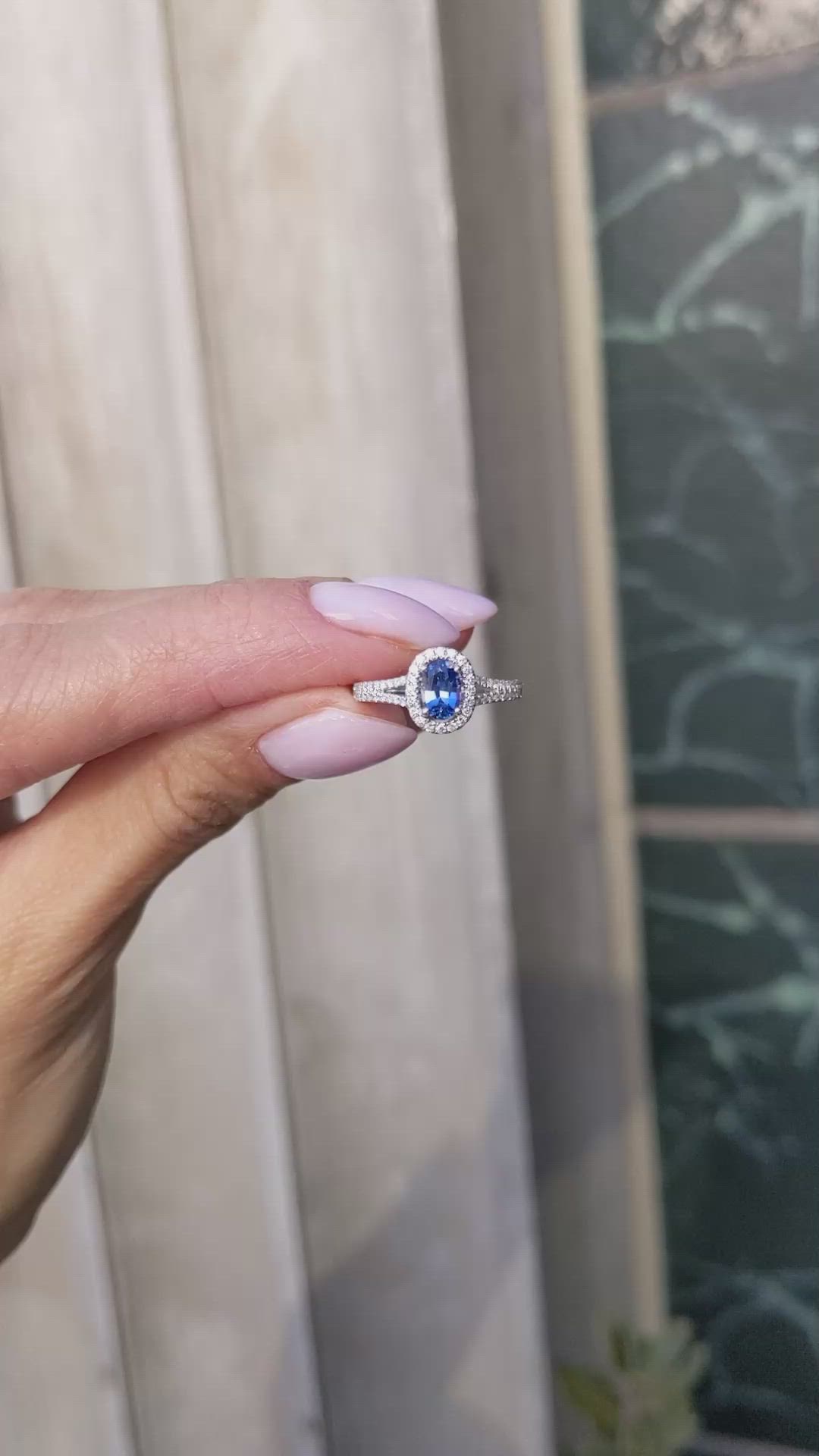 0.50 Ct. Blue Sapphire and Natural Diamond Pave Ring, Platinum 950 Size Video