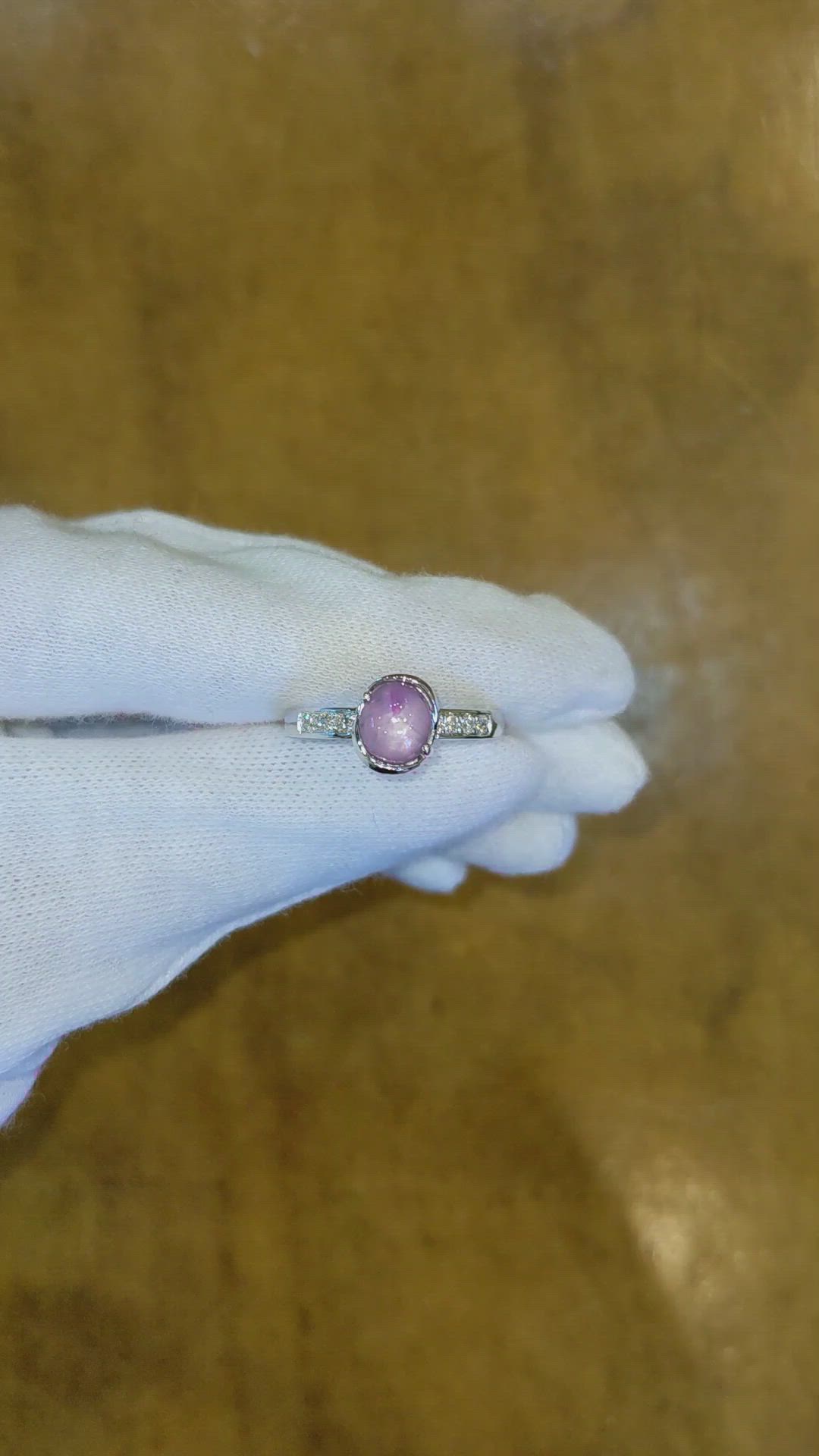 2.20 Ct. Purple Sapphire and Natural Diamond Pave Ring, 14K White Gold Size Video