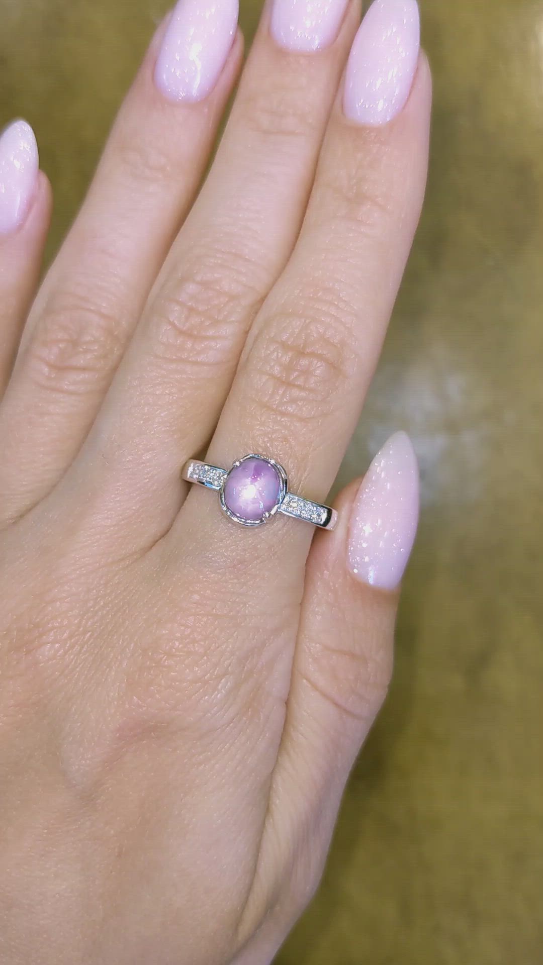 2.20 Ct. Purple Sapphire and Natural Diamond Pave Ring, 14K White Gold Size Video